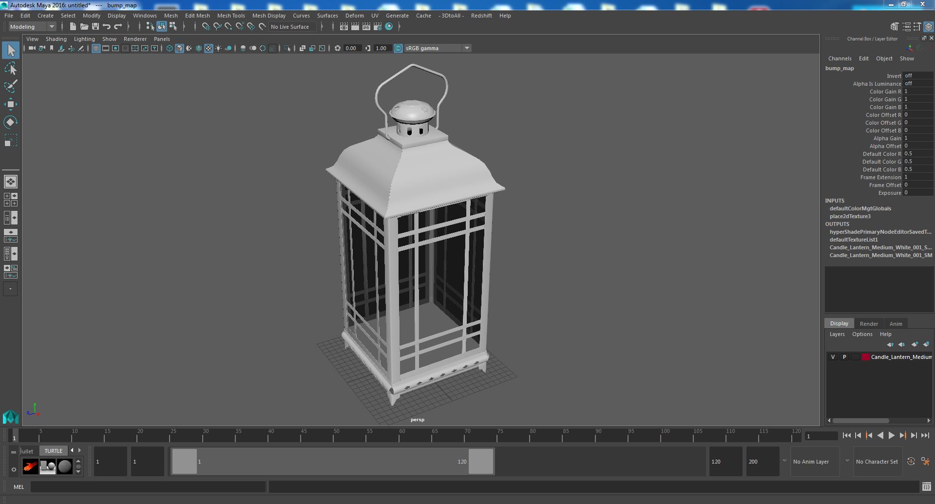 Candle Lantern Medium White 3D