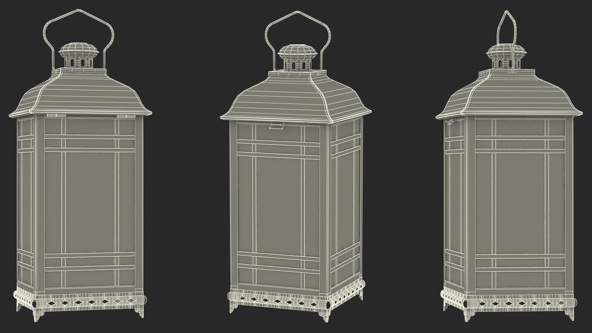 Candle Lantern Medium White 3D