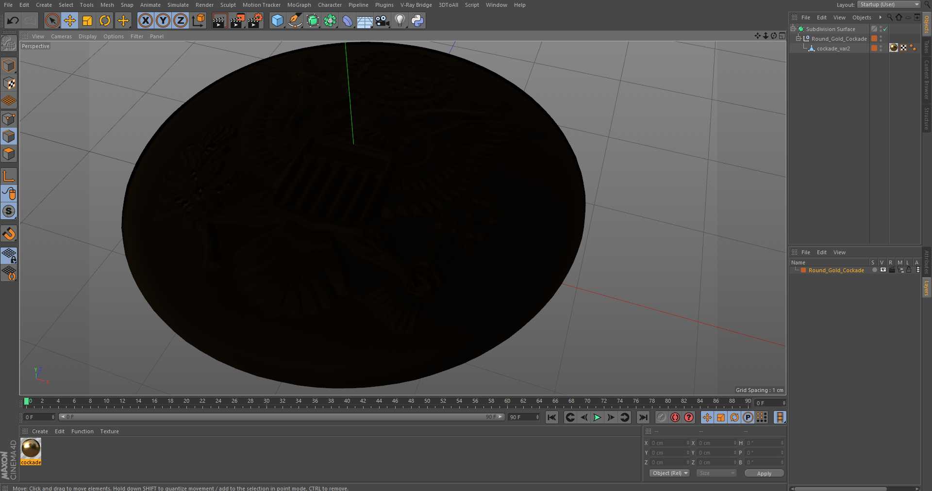 3D Round Gold Cockade model