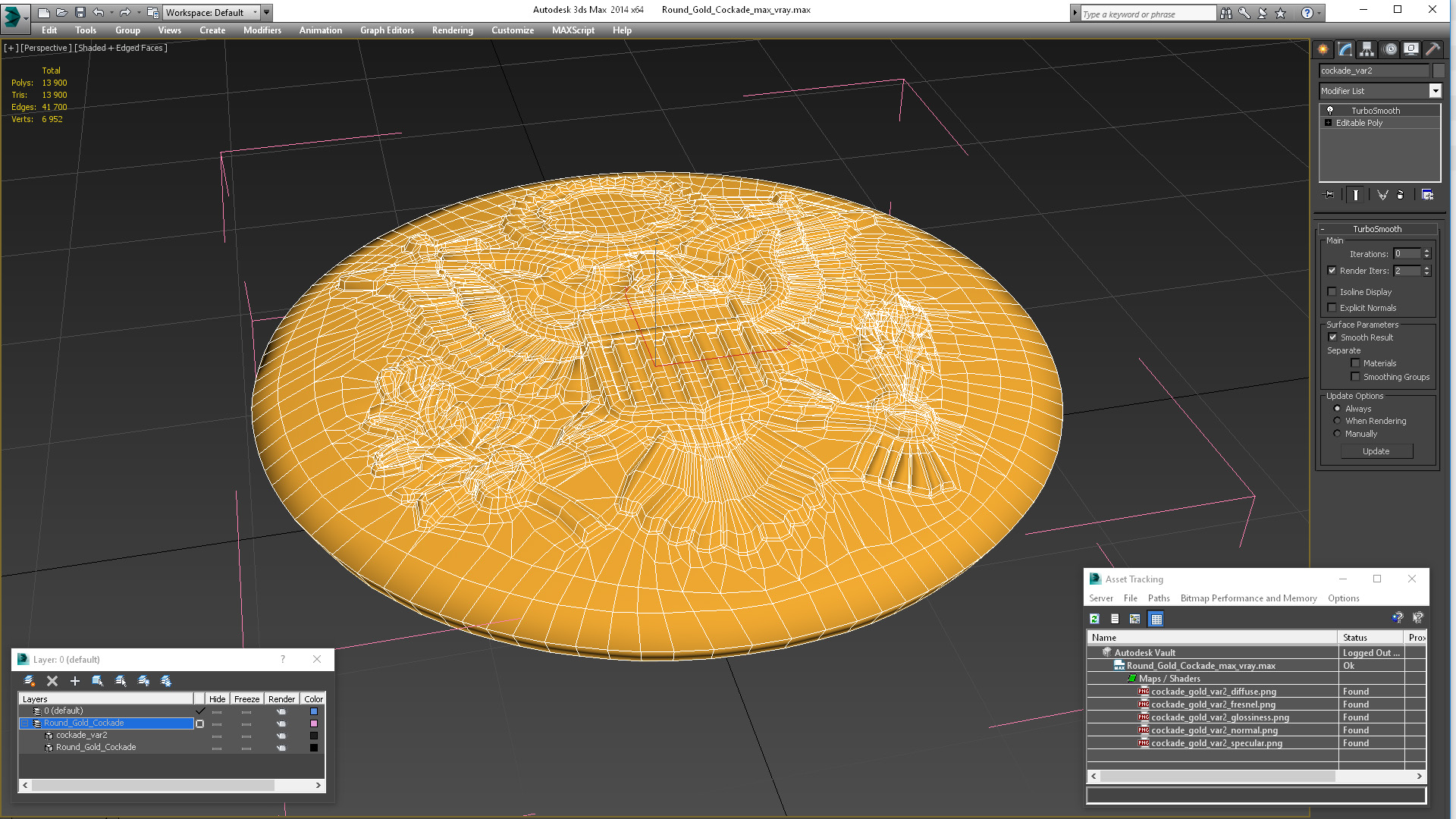 3D Round Gold Cockade model