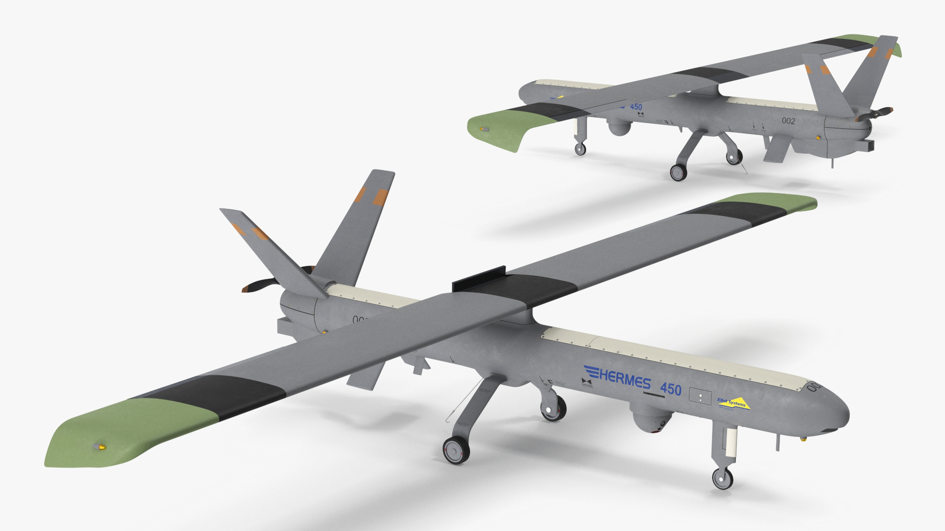 Hermes 450 Multi-Role High Performance Tactical UAS Rigged for Maya 3D