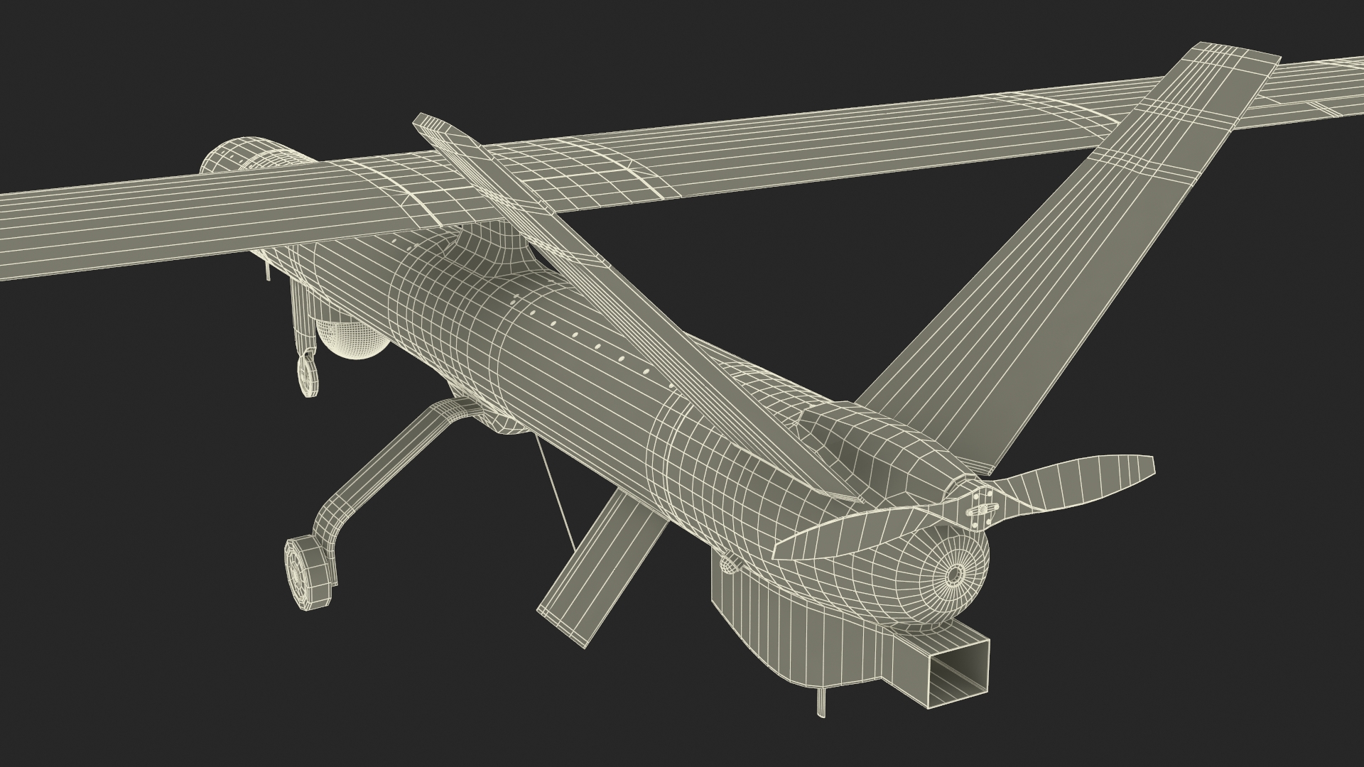 Hermes 450 Multi-Role High Performance Tactical UAS Rigged for Maya 3D