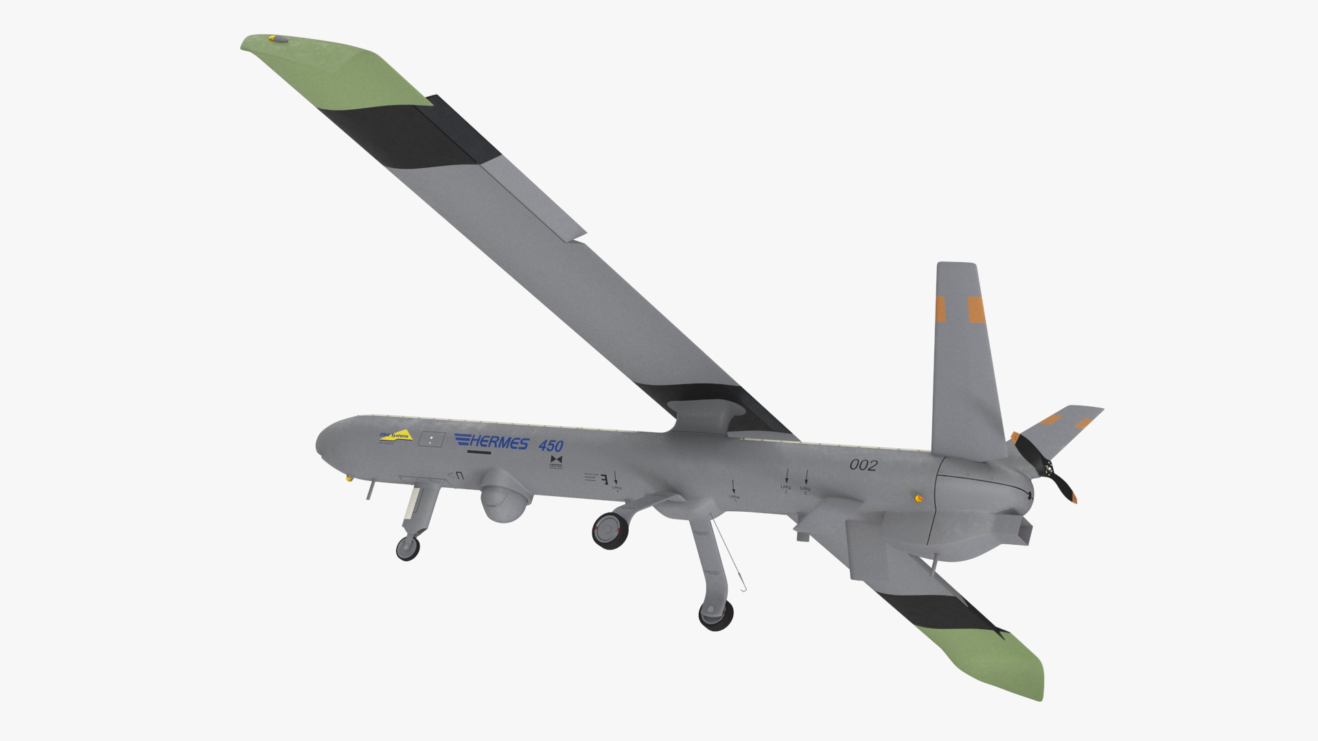 Hermes 450 Multi-Role High Performance Tactical UAS Rigged for Maya 3D