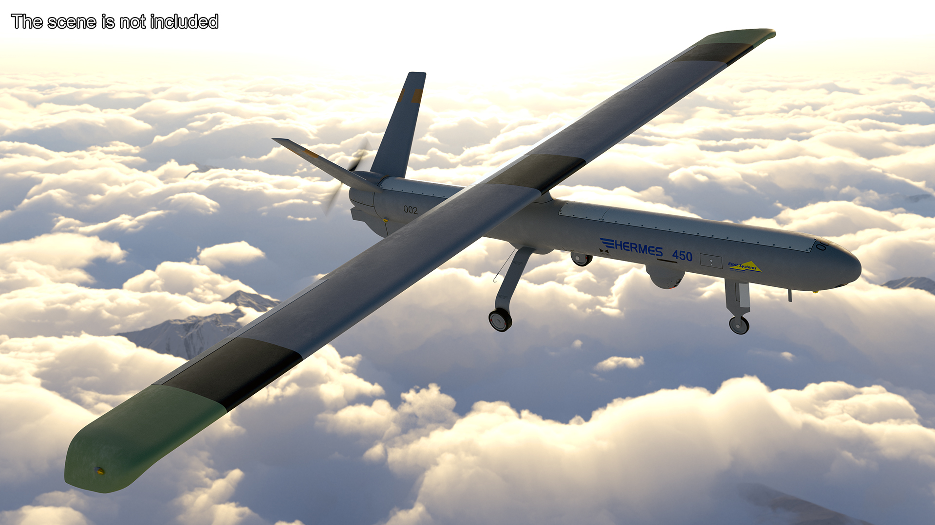 Hermes 450 Multi-Role High Performance Tactical UAS Rigged for Maya 3D