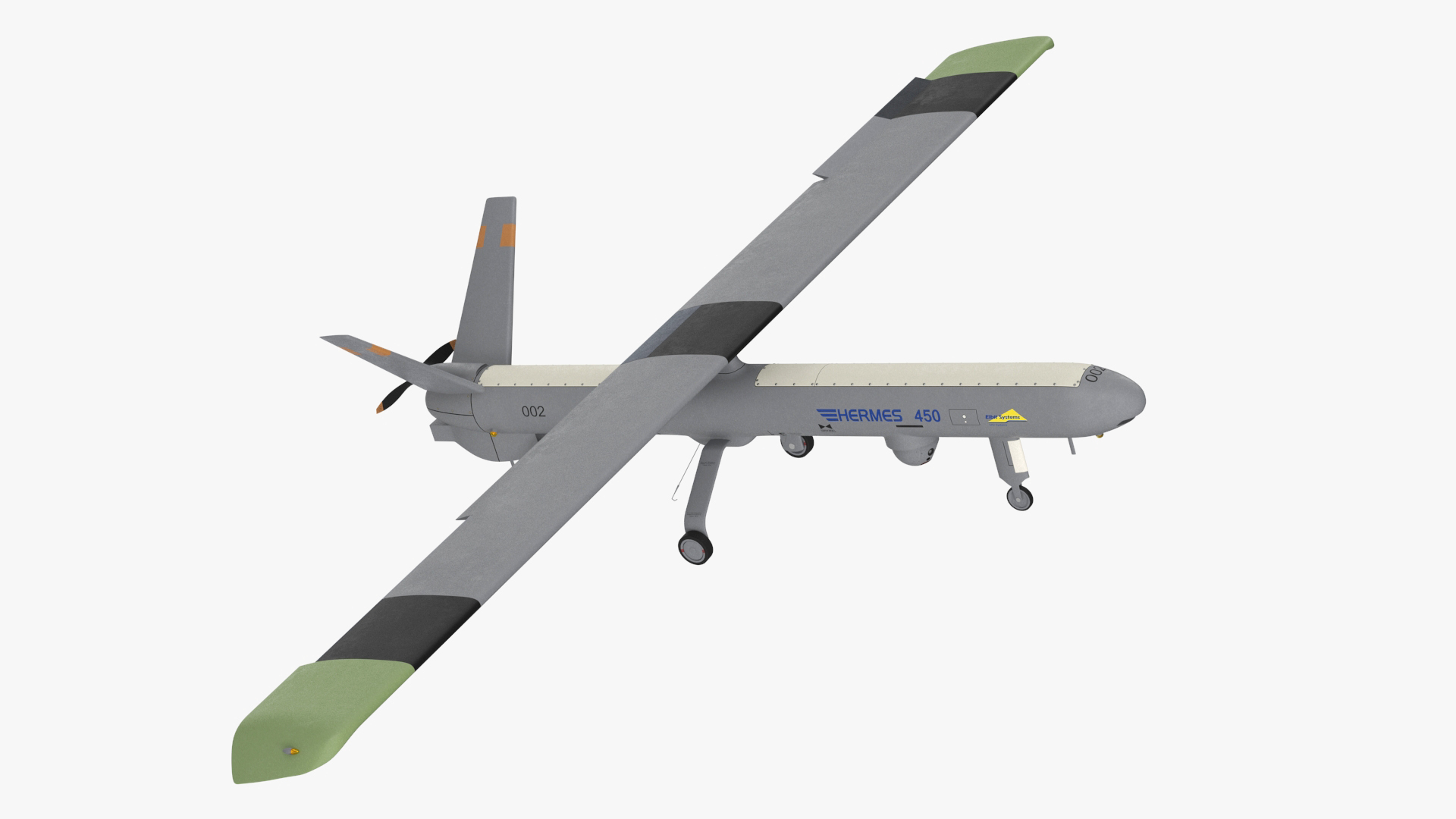 Hermes 450 Multi-Role High Performance Tactical UAS Rigged for Maya 3D