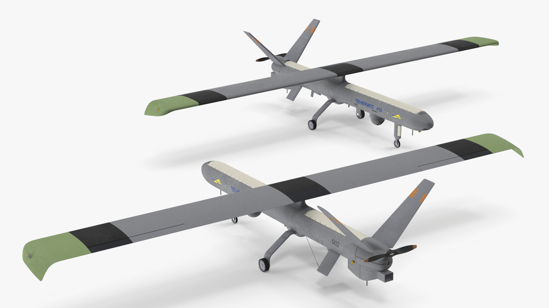 Hermes 450 Multi-Role High Performance Tactical UAS Rigged for Maya 3D