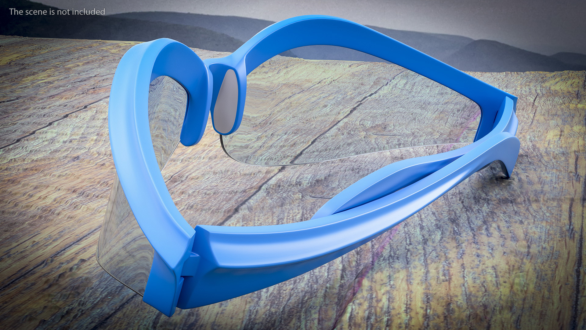 3D Blue Polarized Sport Sunglasses Folded model