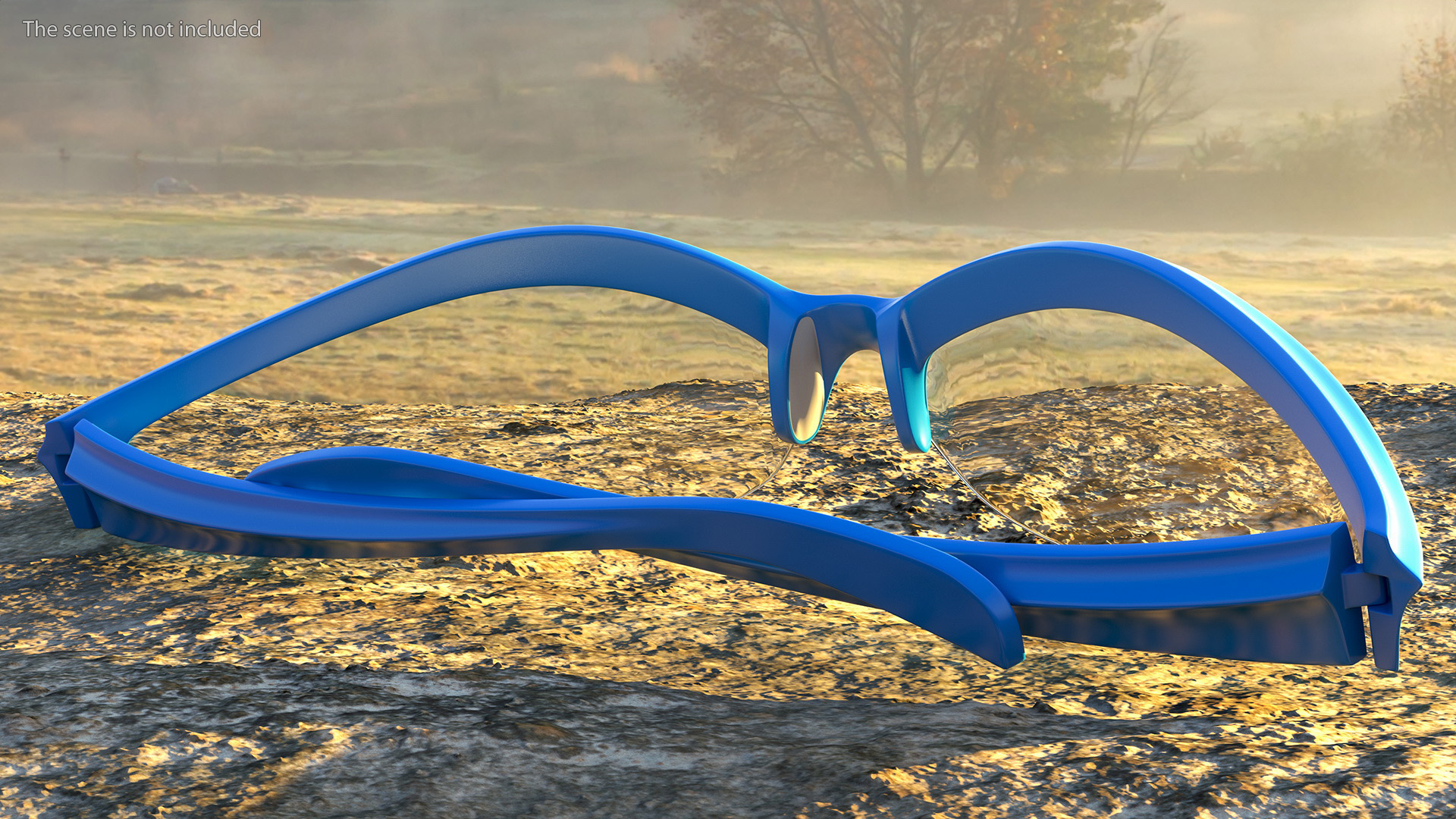 3D Blue Polarized Sport Sunglasses Folded model