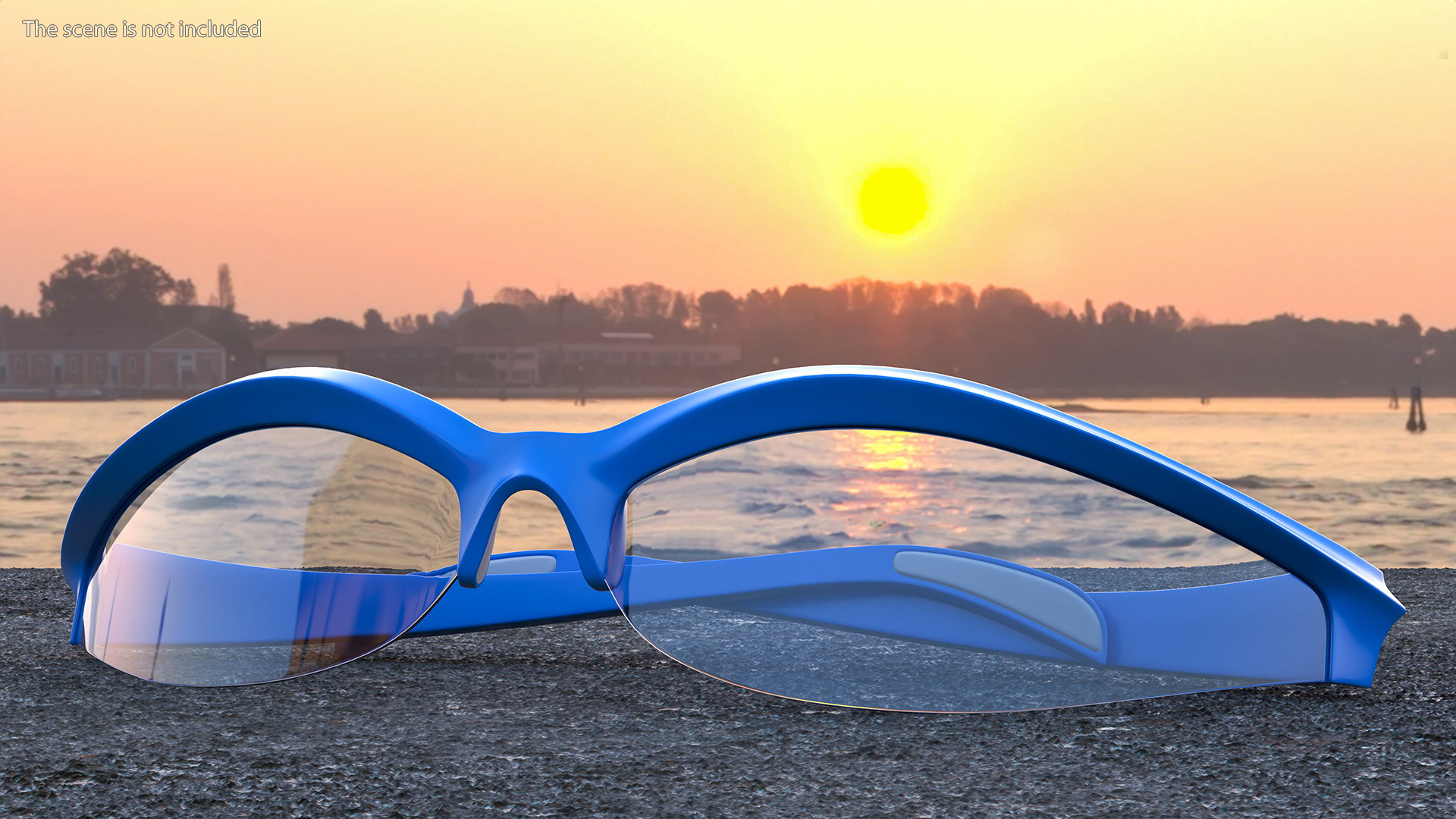 3D Blue Polarized Sport Sunglasses Folded model