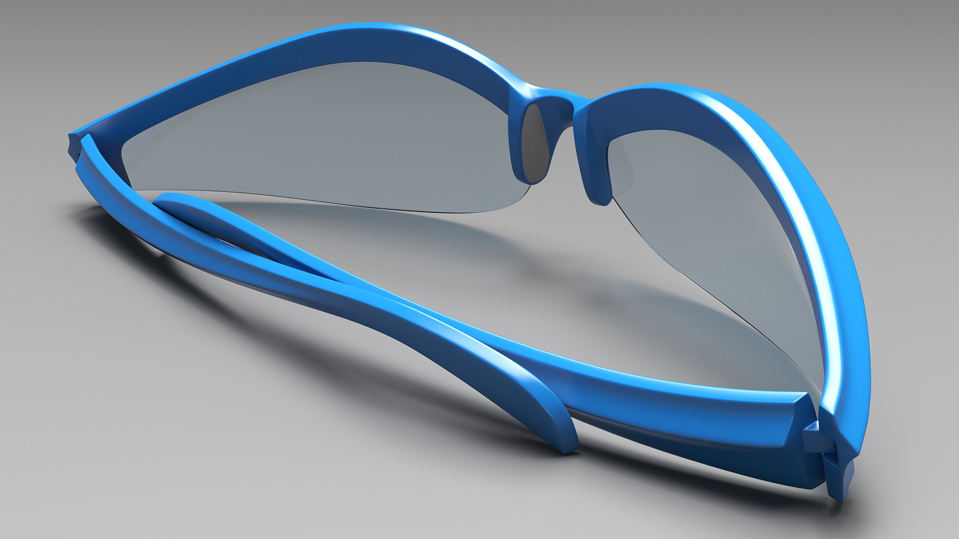 3D Blue Polarized Sport Sunglasses Folded model