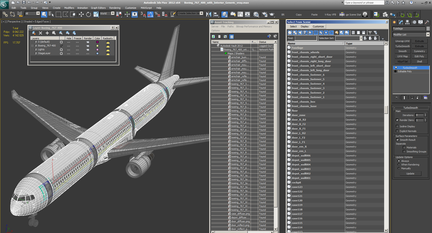 3D Boeing 767 400 with Interior Generic