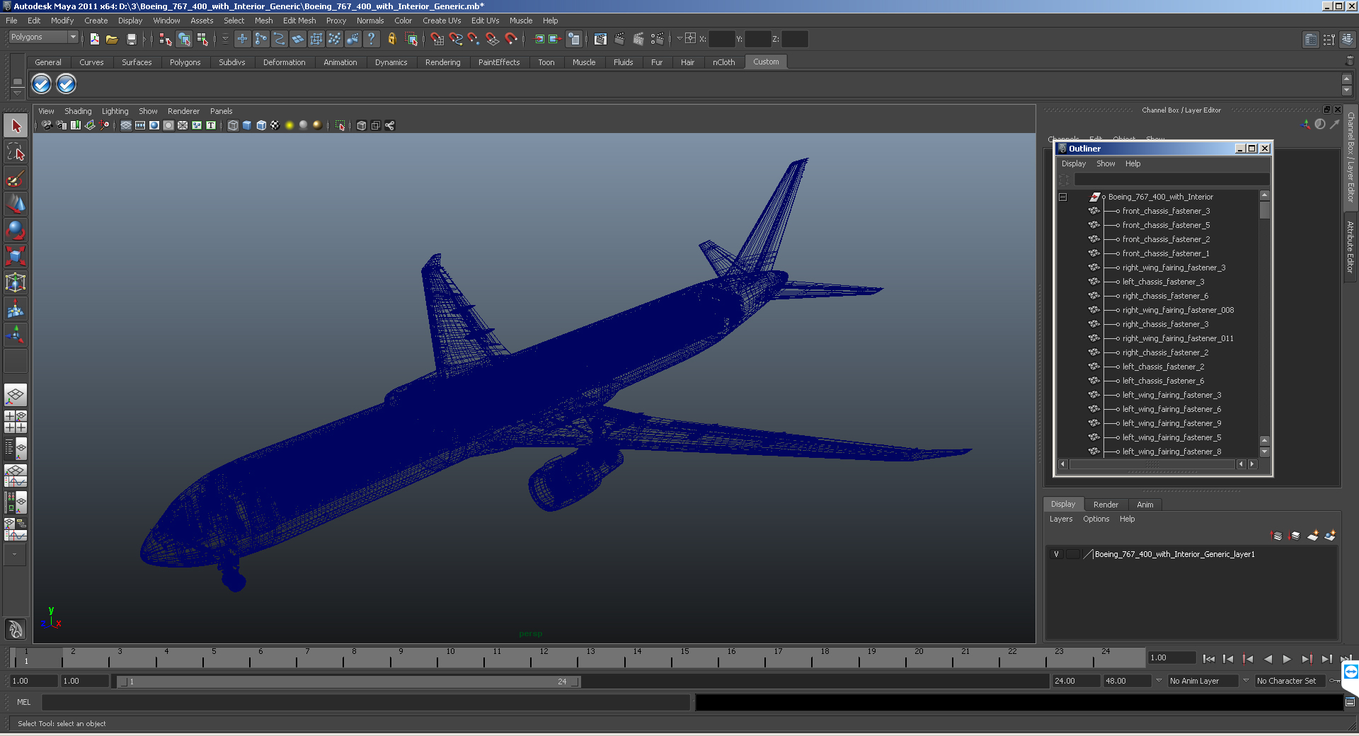 3D Boeing 767 400 with Interior Generic