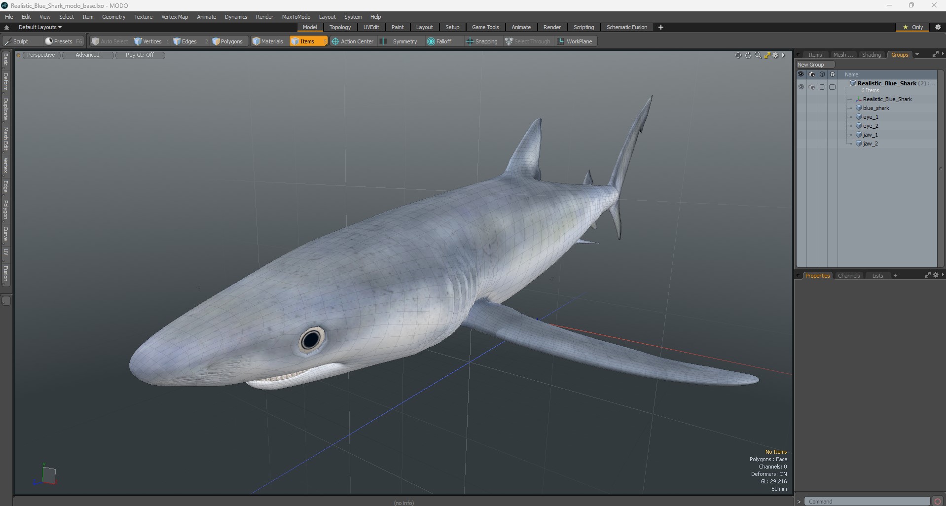 3D model Realistic Blue Shark