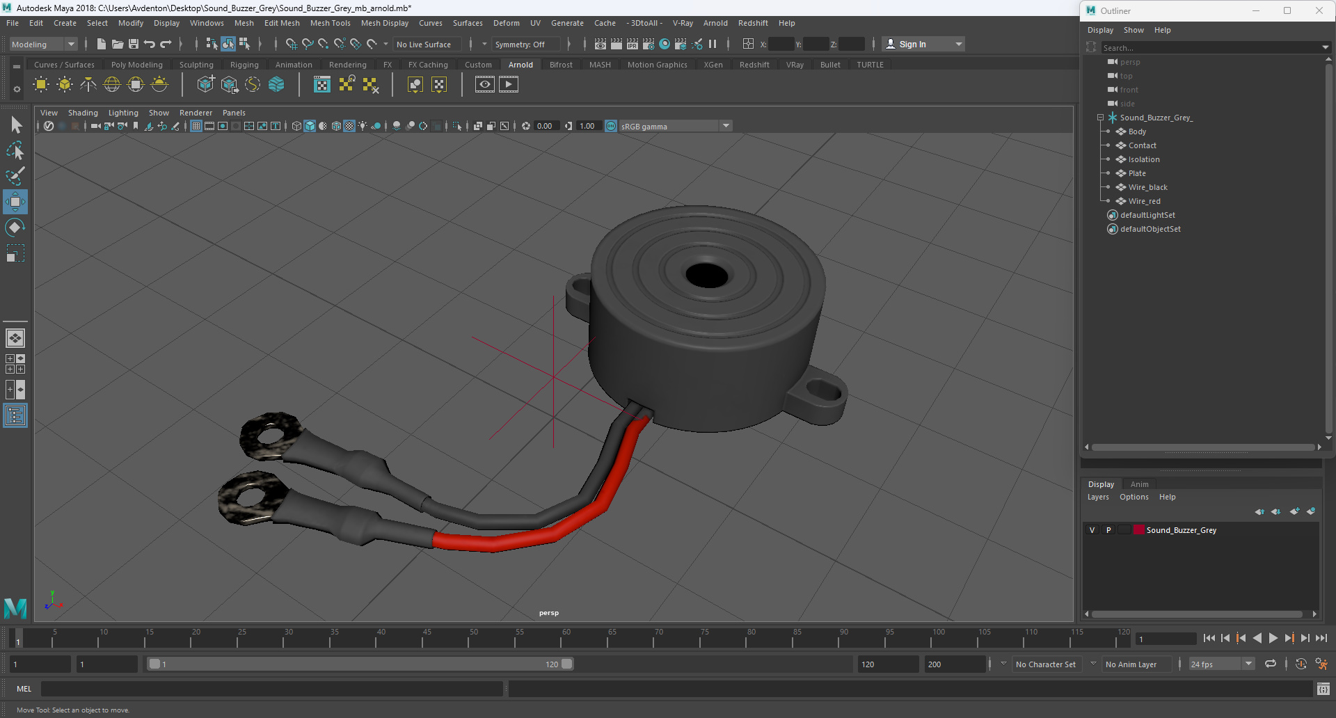 Sound Buzzer Grey 3D