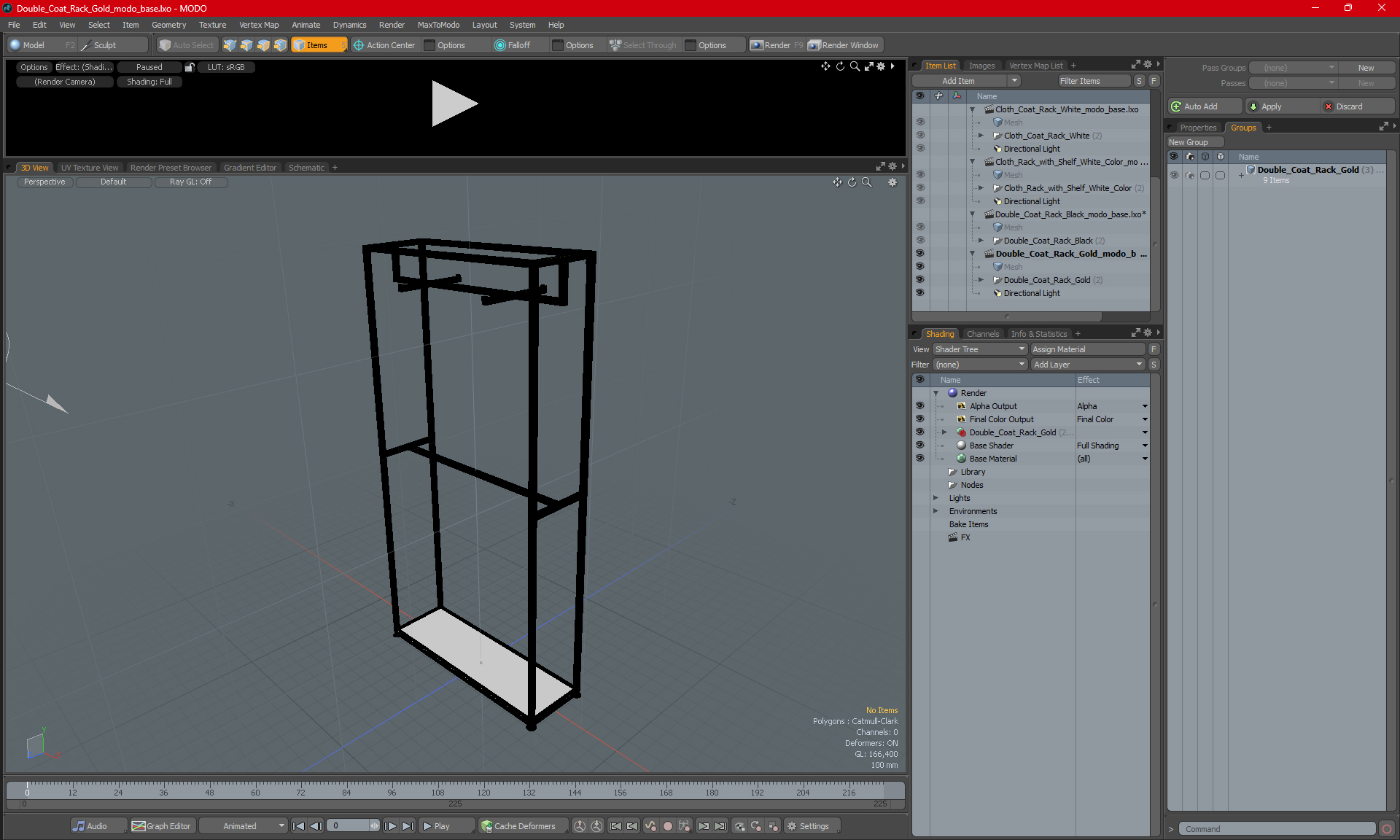3D Double Coat Rack Gold