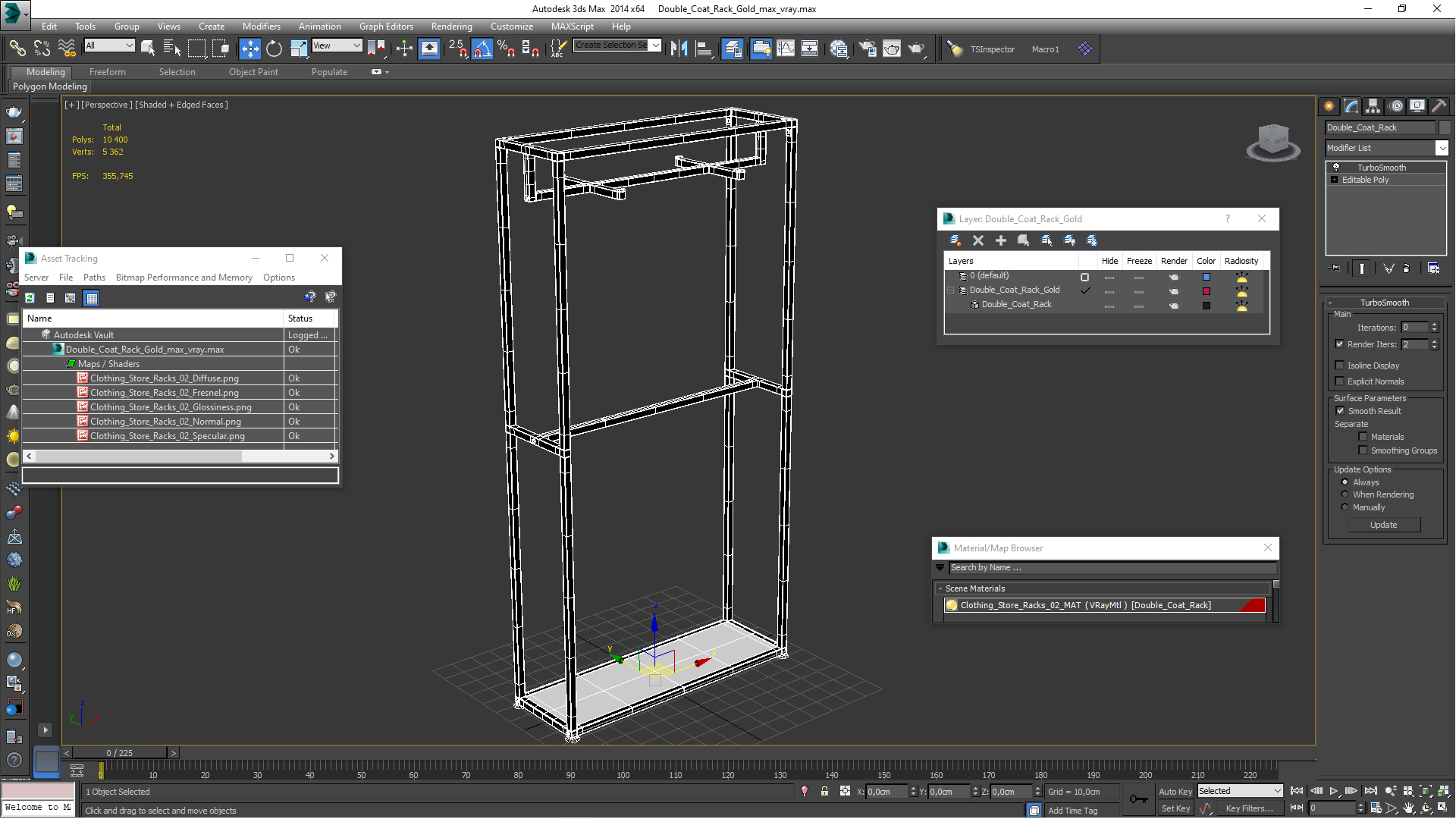 3D Double Coat Rack Gold