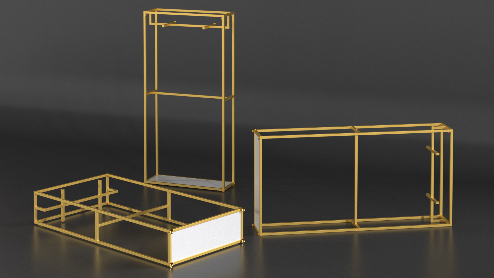 3D Double Coat Rack Gold
