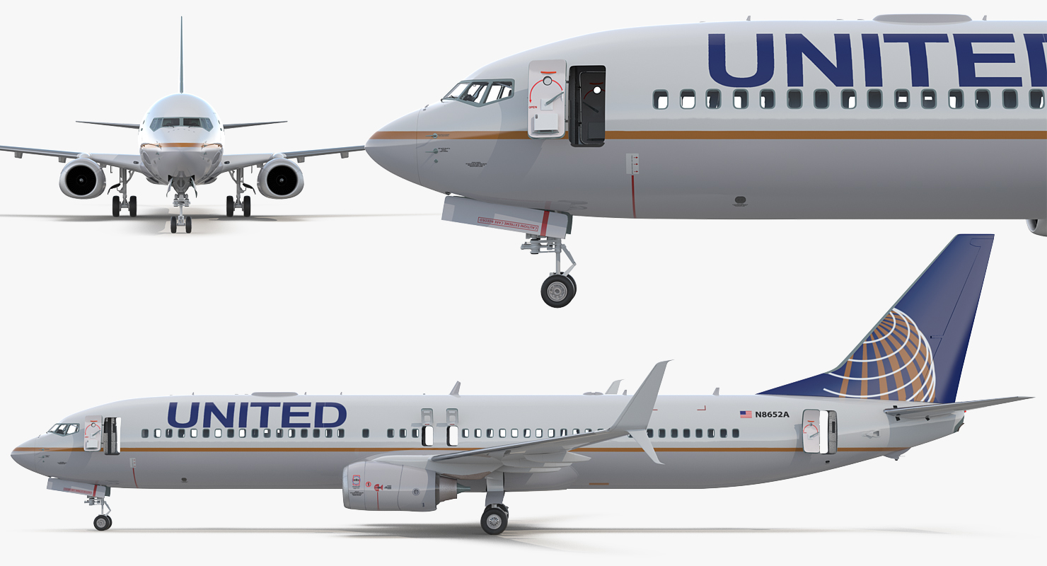 3D Boeing 737 900 with Interior and Cockpit United Airlines