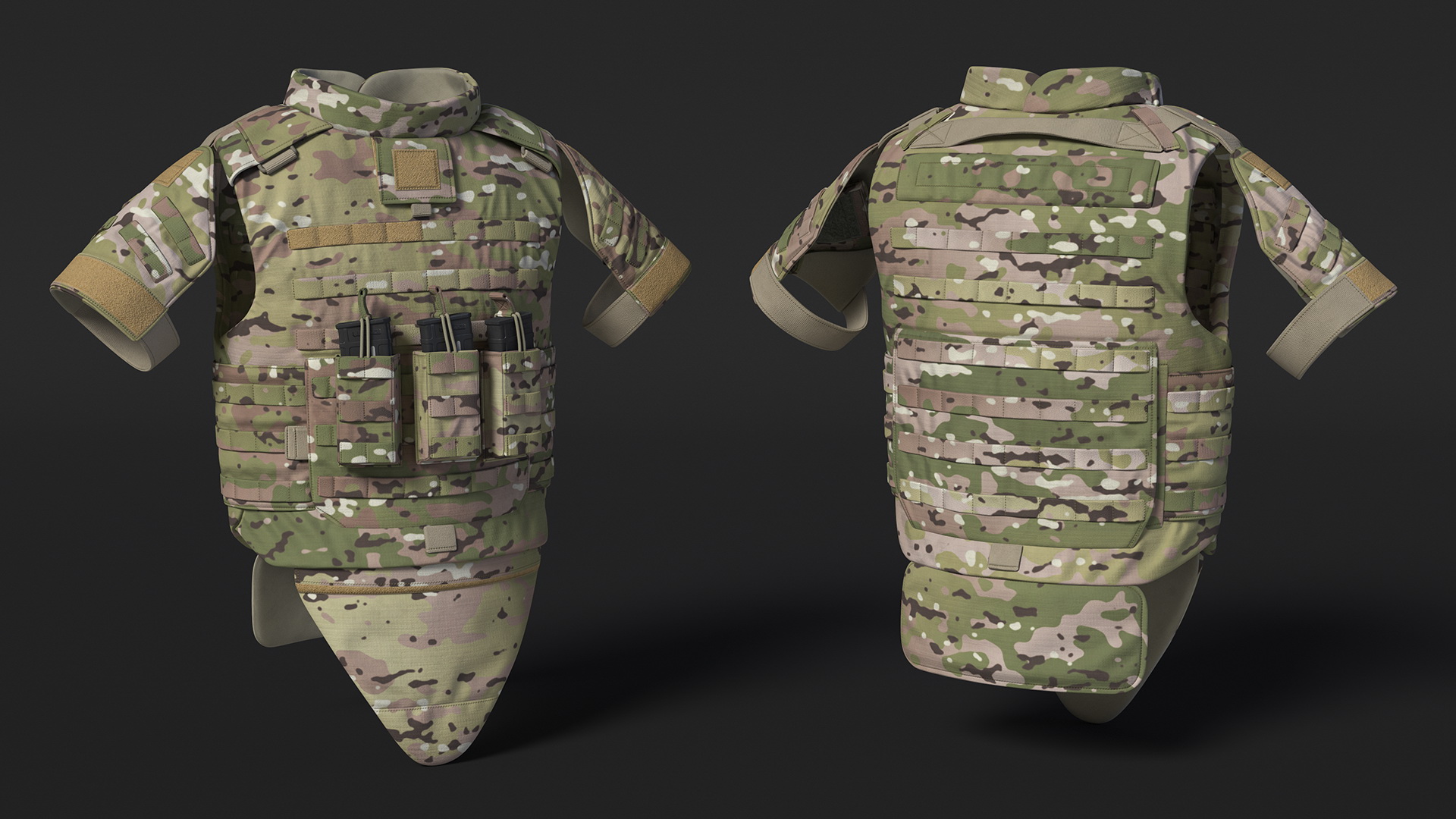 3D Tactical Military Vest Green Camo model