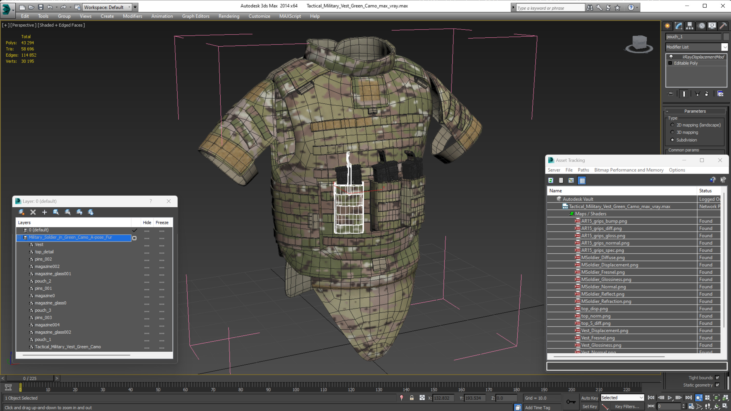 3D Tactical Military Vest Green Camo model