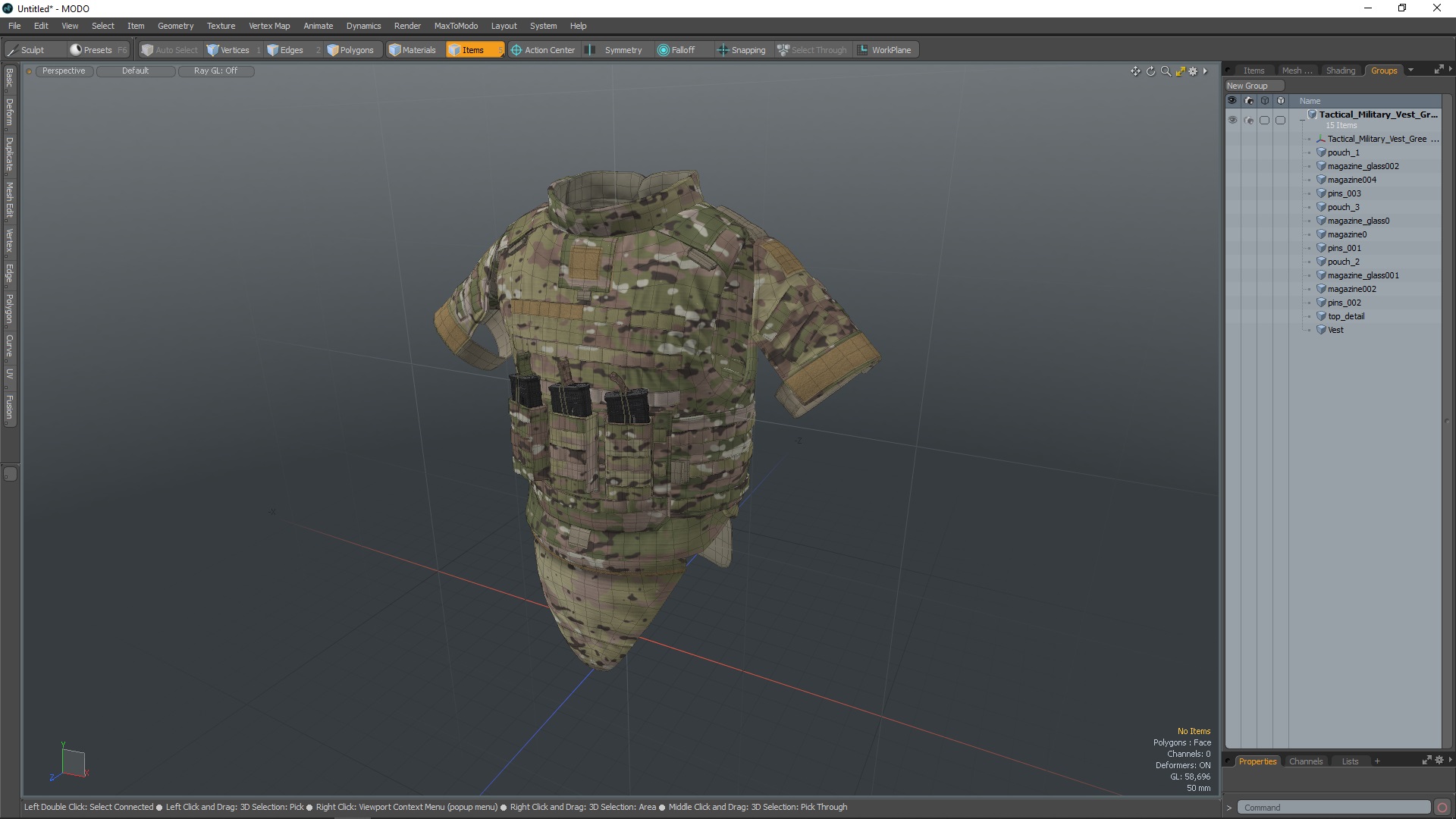 3D Tactical Military Vest Green Camo model