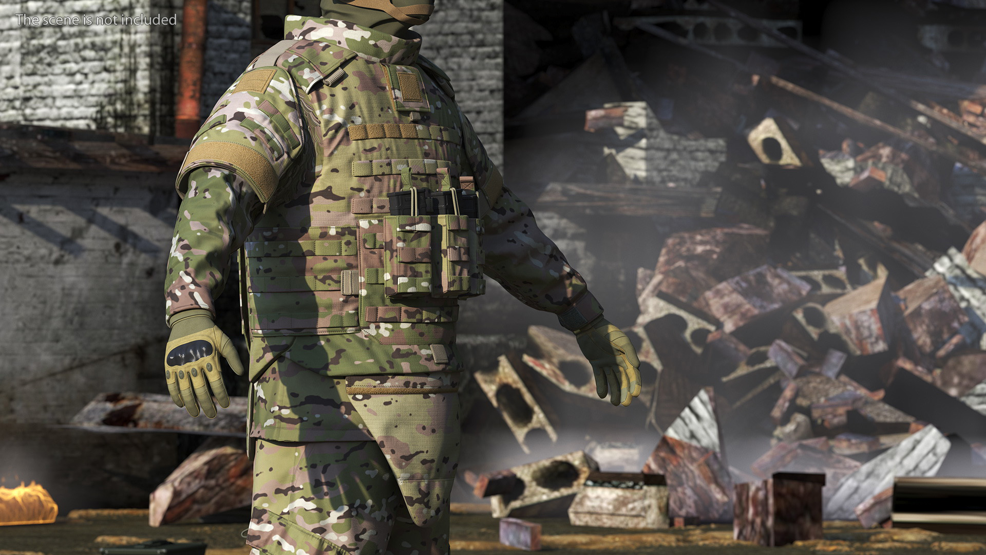 3D Tactical Military Vest Green Camo model