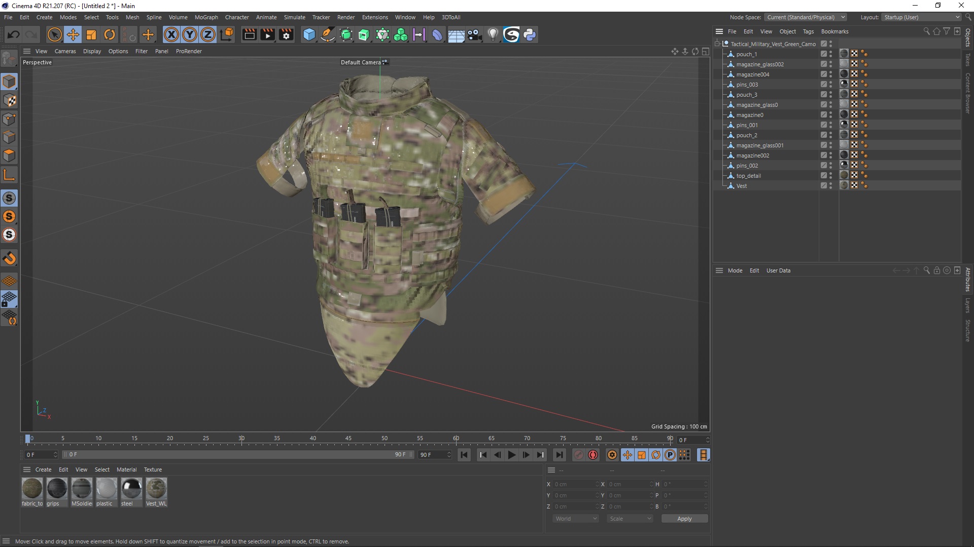 3D Tactical Military Vest Green Camo model