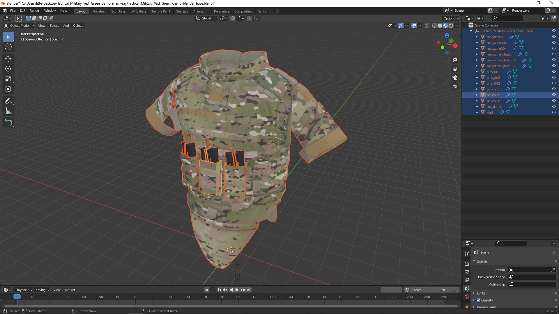 3D Tactical Military Vest Green Camo model