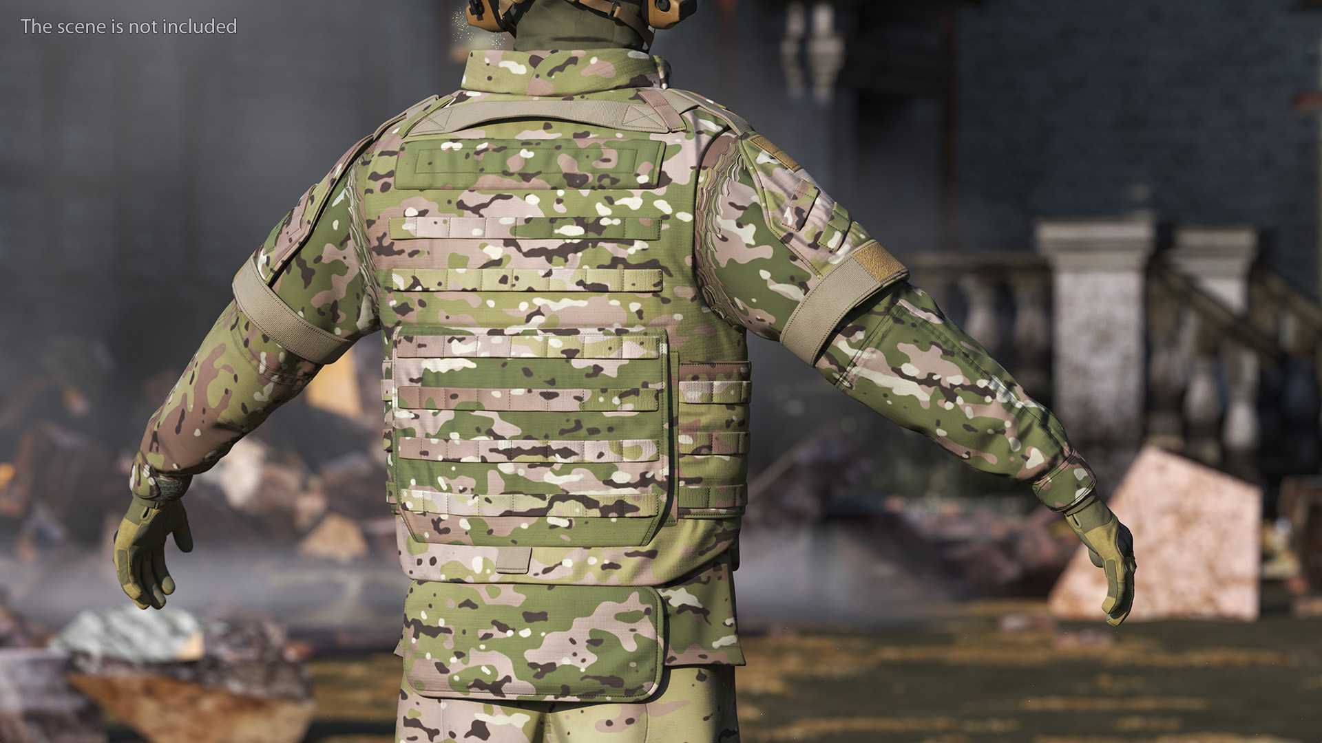 3D Tactical Military Vest Green Camo model