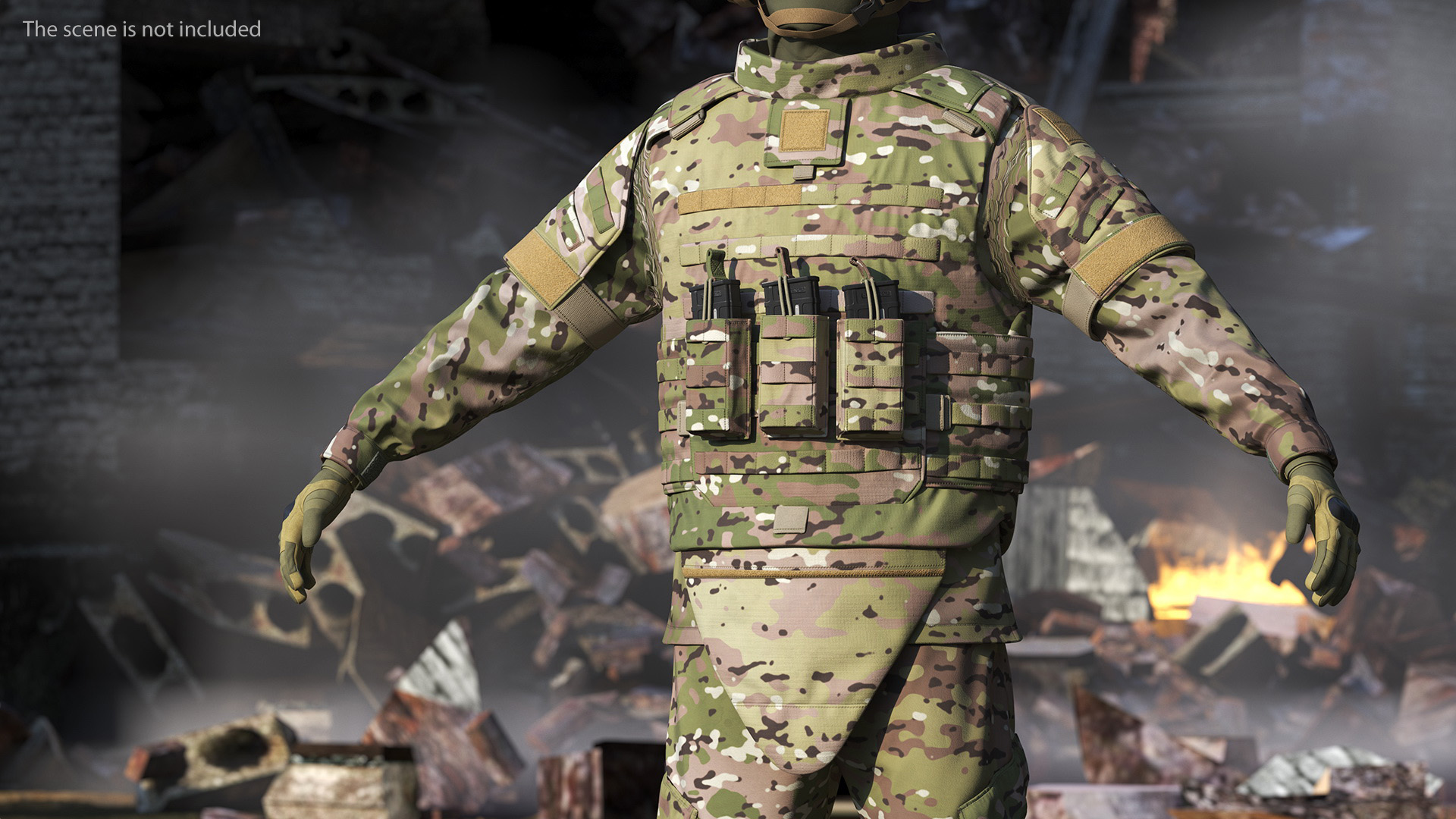 3D Tactical Military Vest Green Camo model