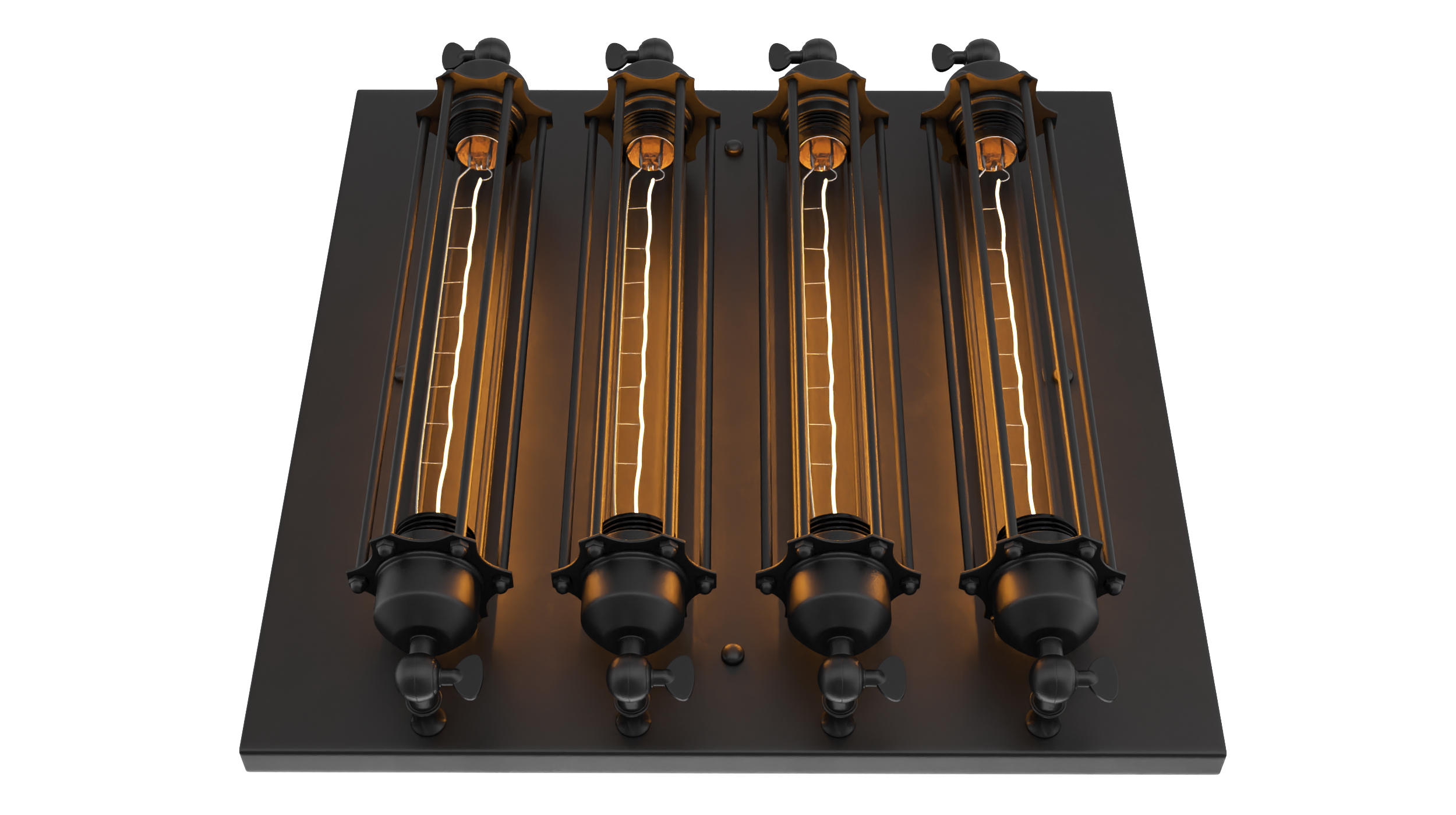 Vintage 4-Head Indoor Mount Ceiling Light ON 3D model