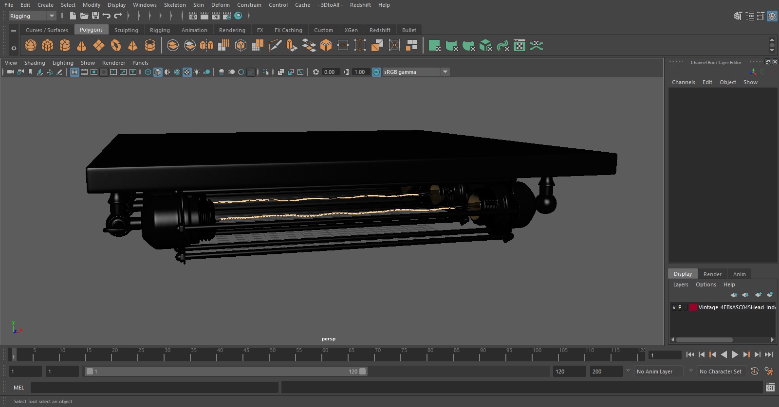 Vintage 4-Head Indoor Mount Ceiling Light ON 3D model