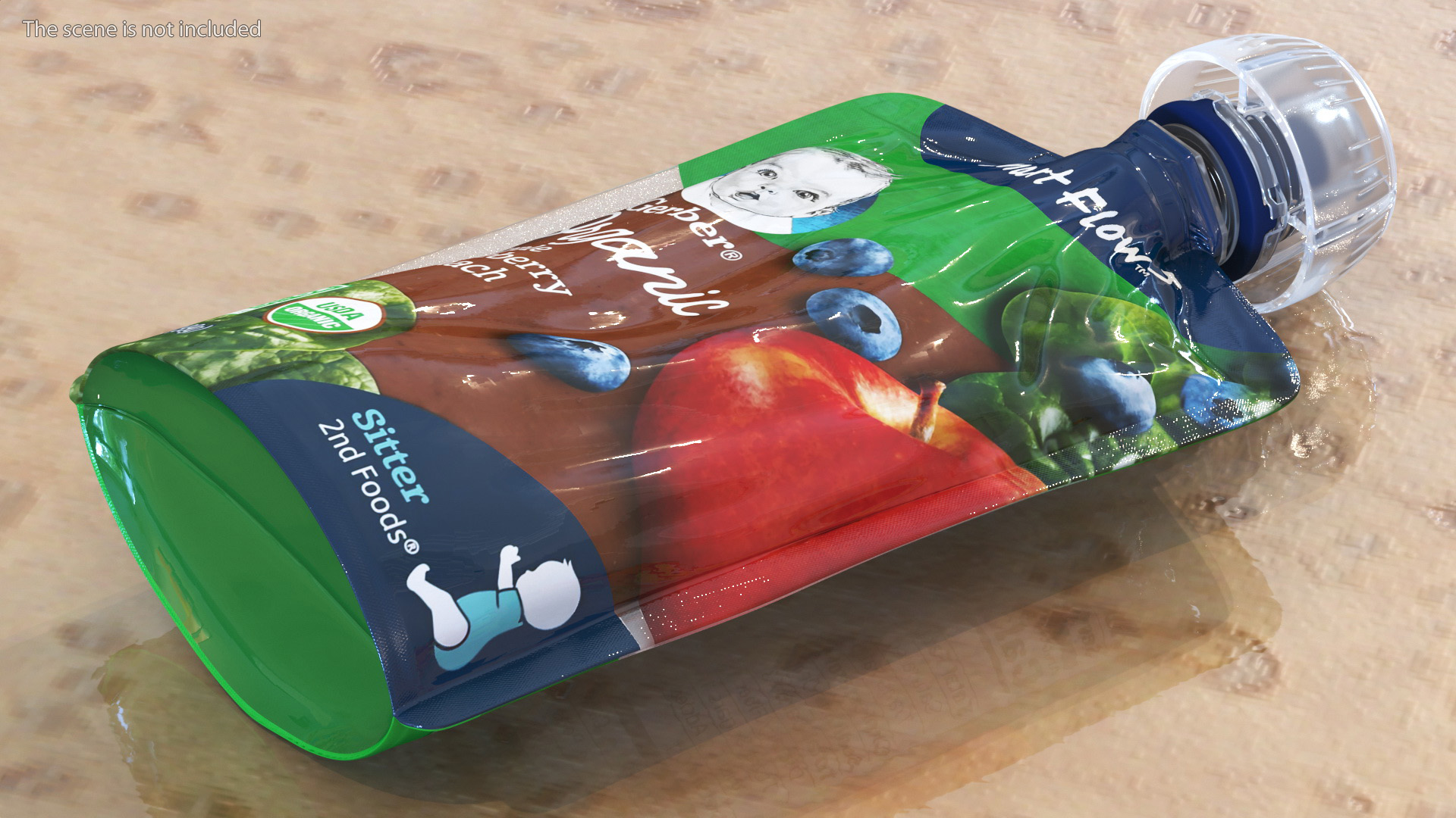 Gerber Baby Snack Pouch Apple Blueberry Spinach 3D