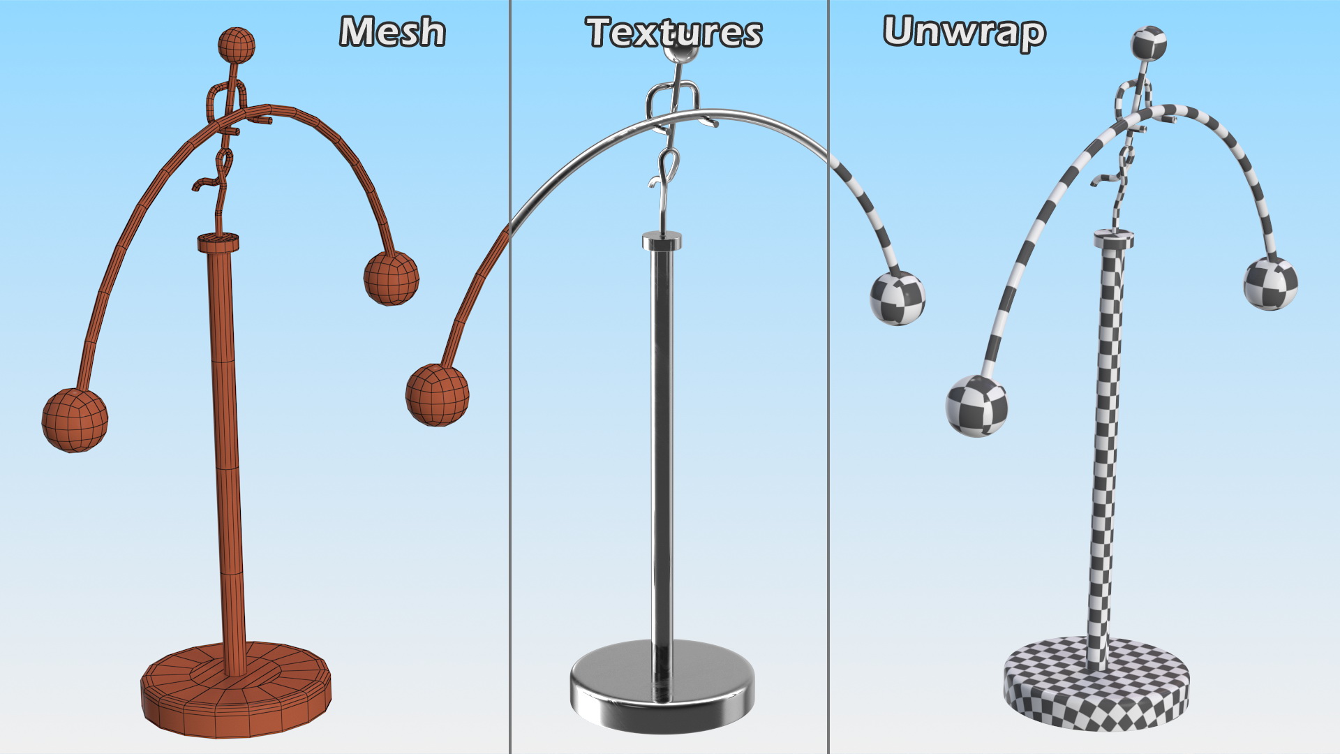 Weightlifter Stainless Steel Balancing Toy 3D