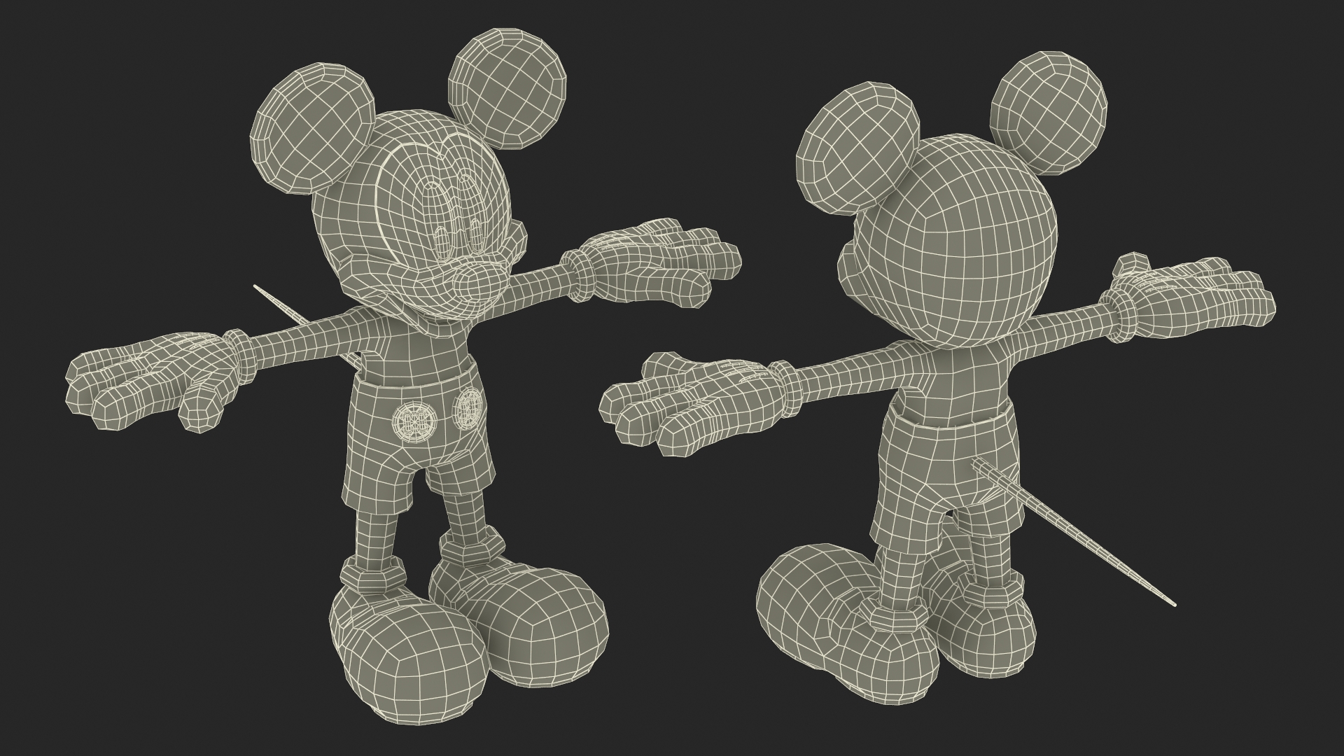 Mickey Mouse T-pose 3D model