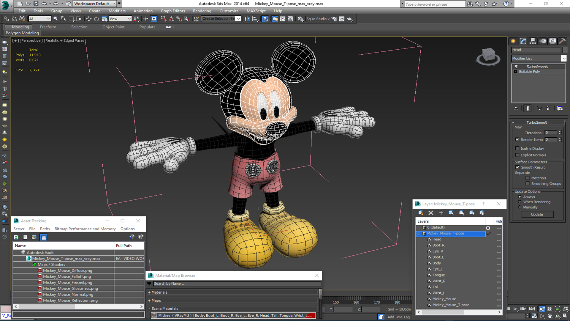 Mickey Mouse T-pose 3D model
