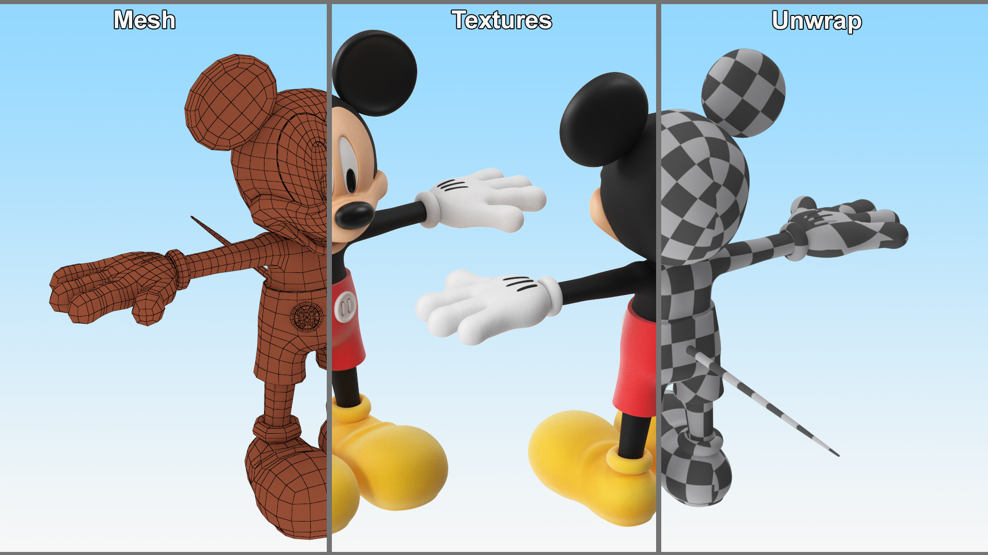 Mickey Mouse T-pose 3D model