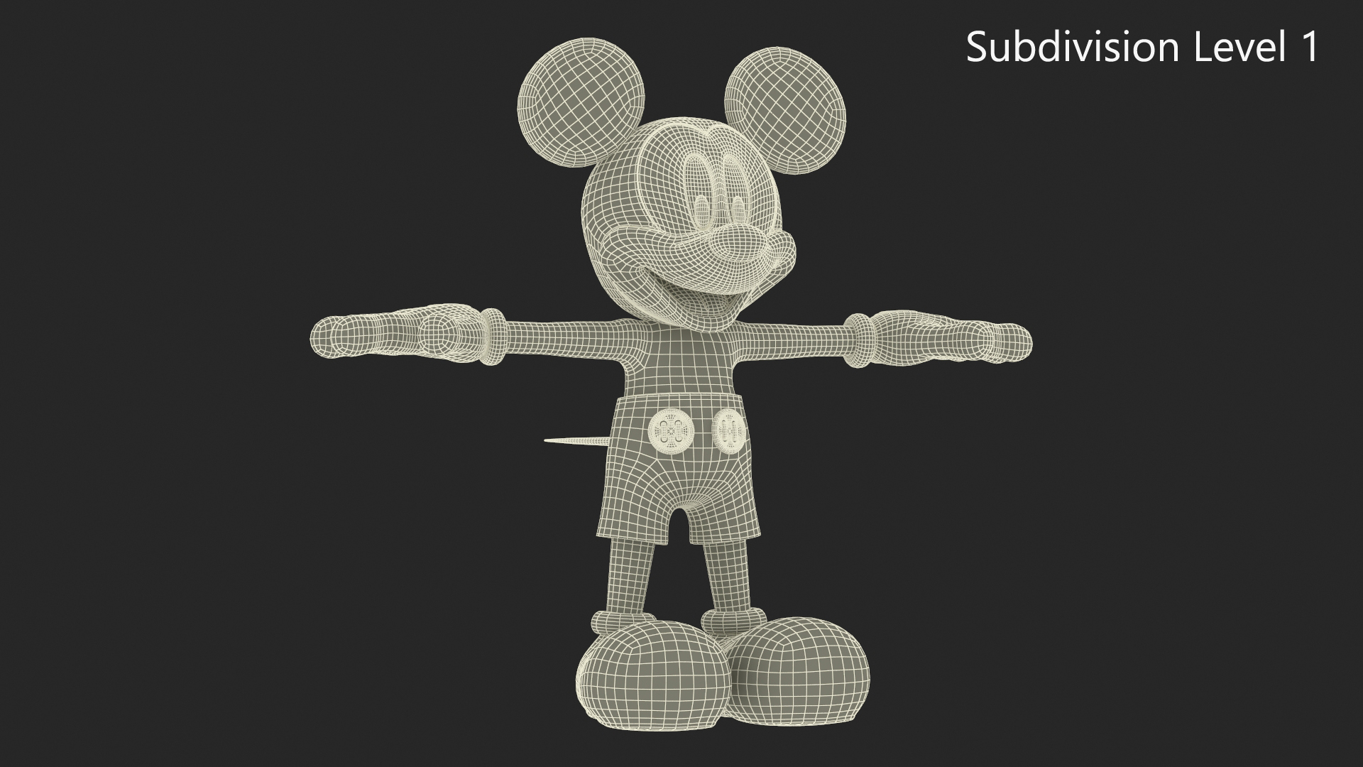 Mickey Mouse T-pose 3D model