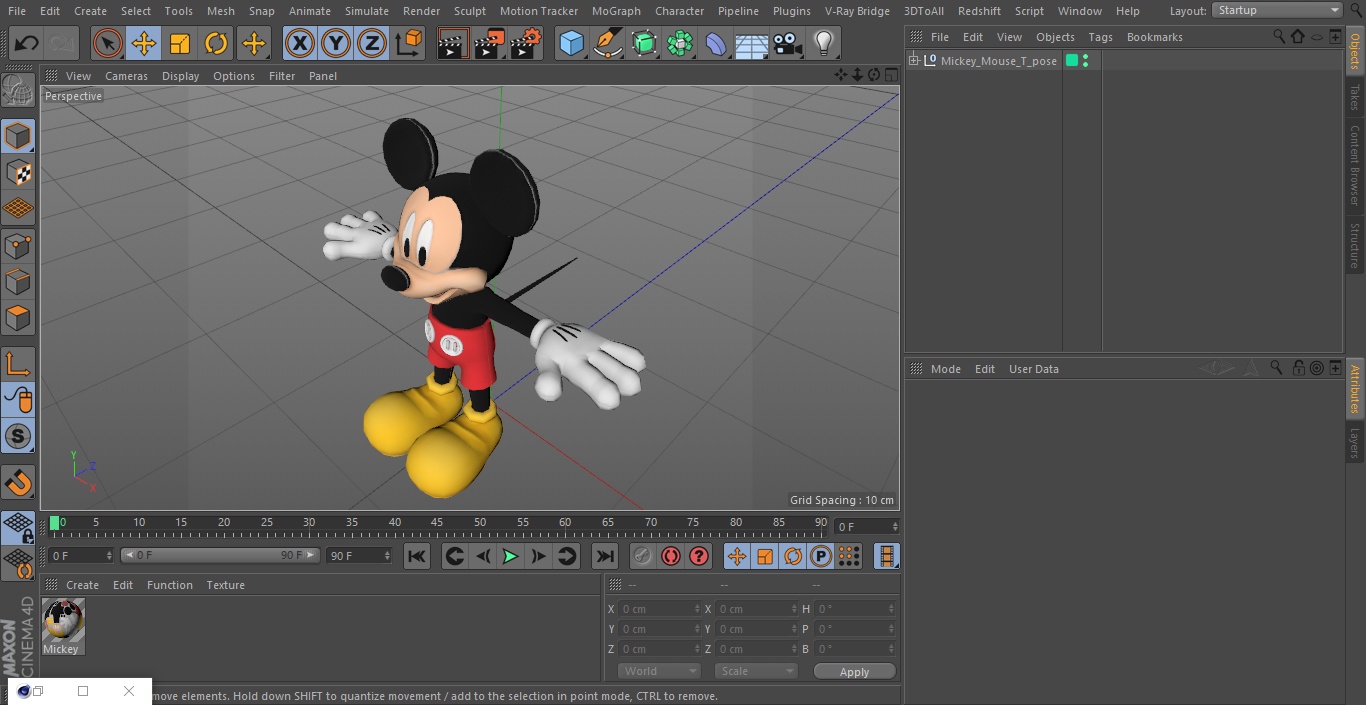 Mickey Mouse T-pose 3D model
