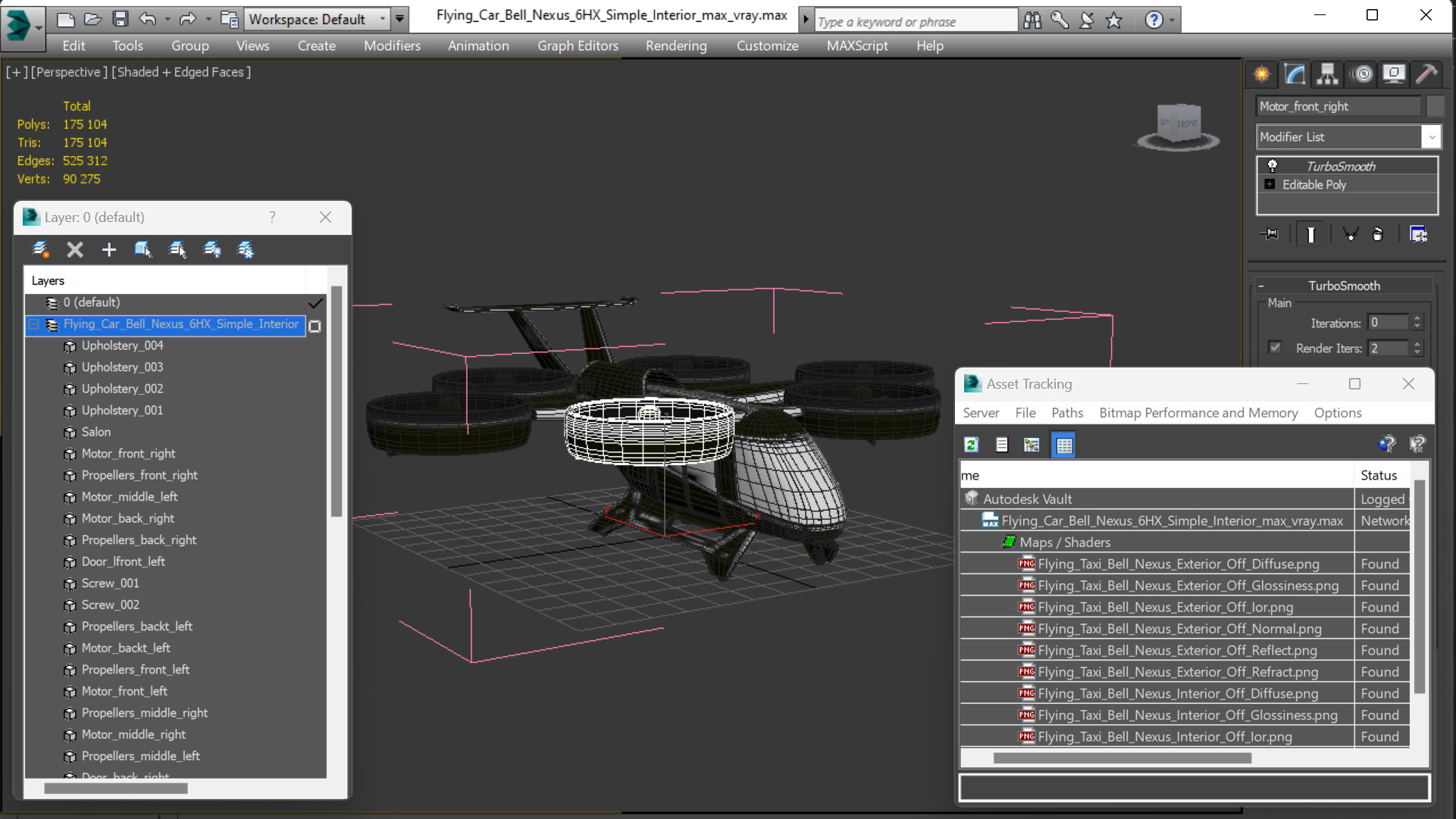 3D Flying Car Bell Nexus 6HX Simple Interior