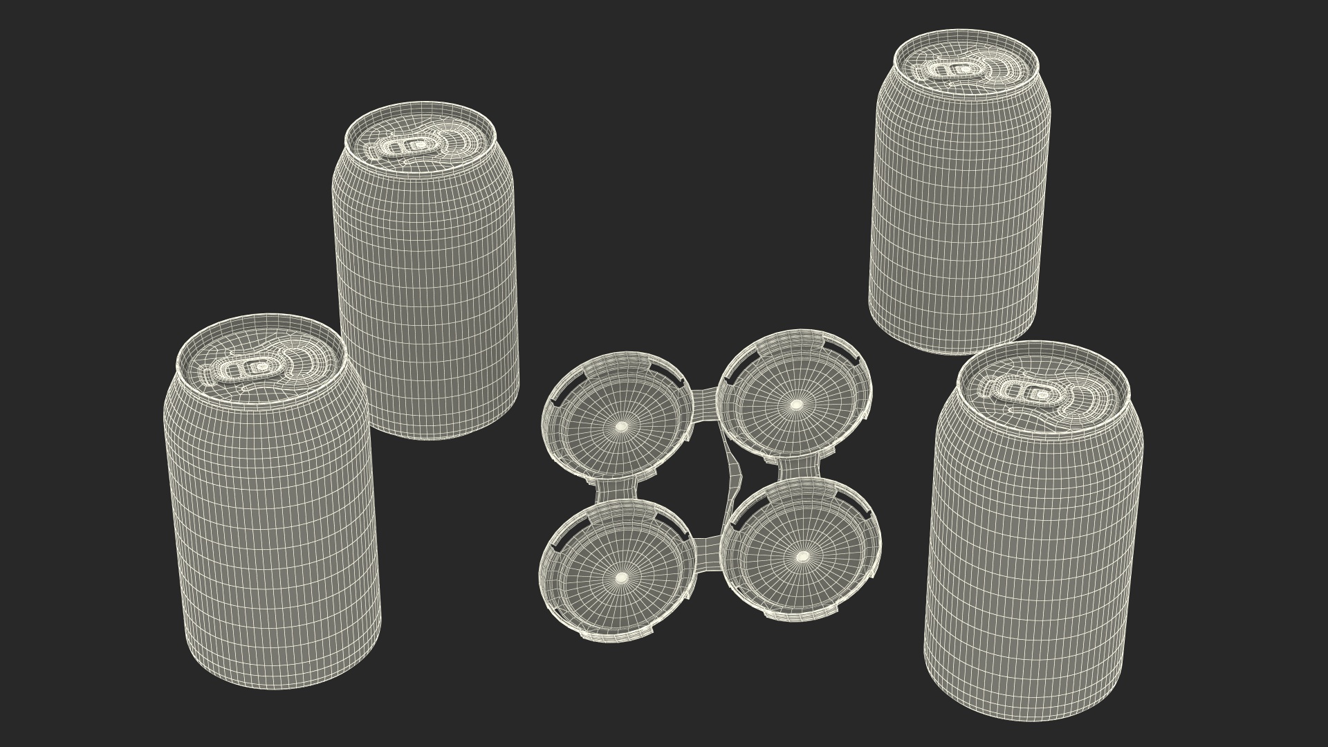 Reusable 4 Pack Soda Can Plastic Holder 3D model