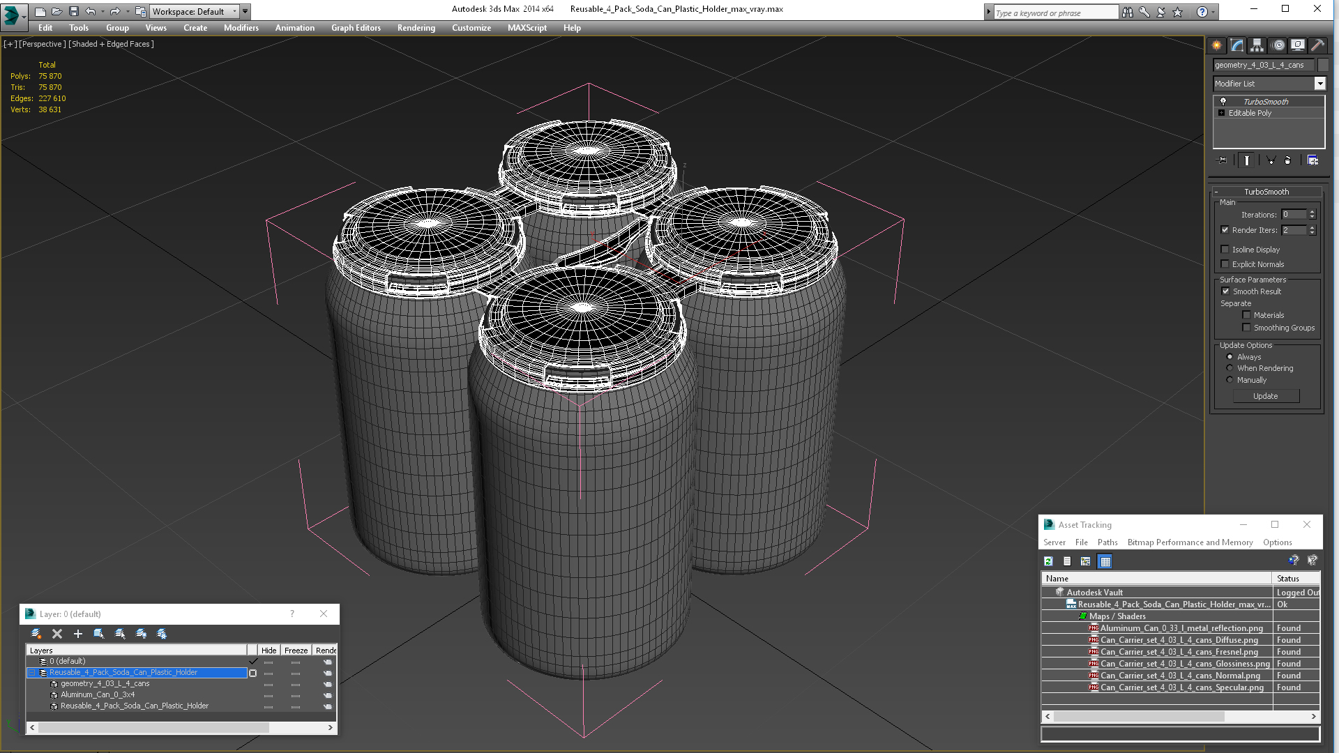 Reusable 4 Pack Soda Can Plastic Holder 3D model