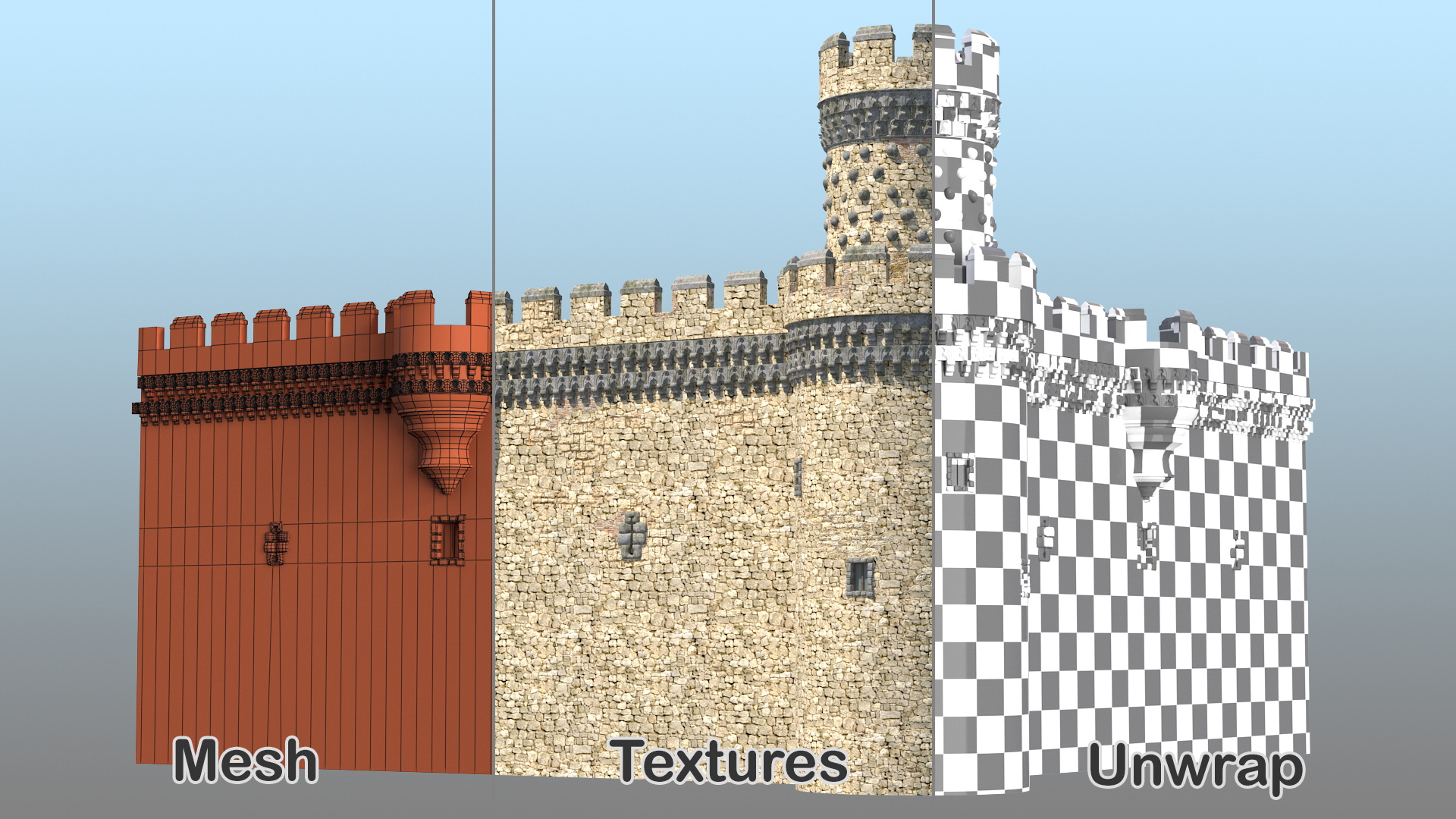 3D Castle Corner Wall model