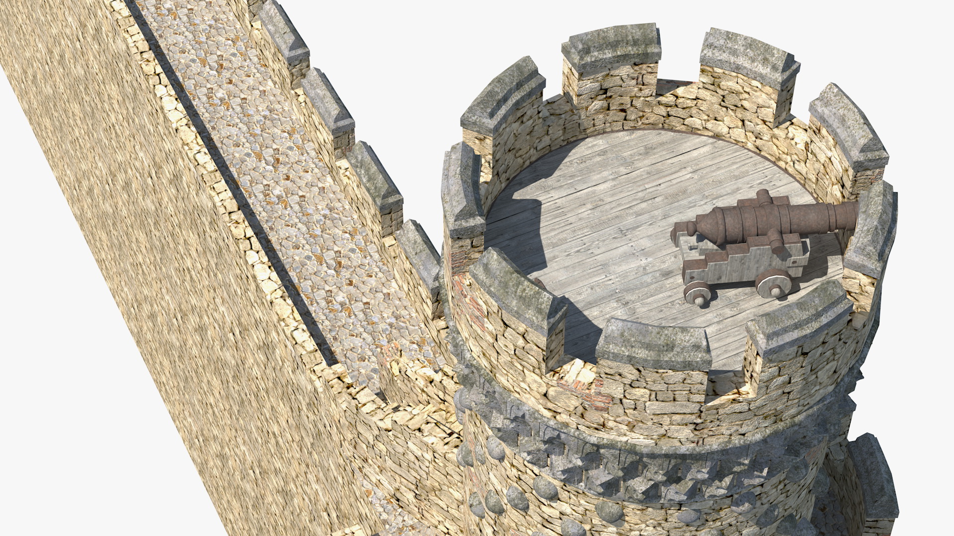 3D Castle Corner Wall model
