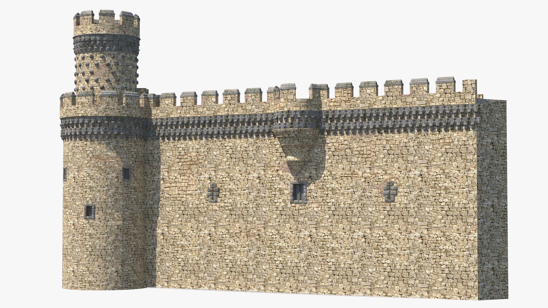 3D Castle Corner Wall model