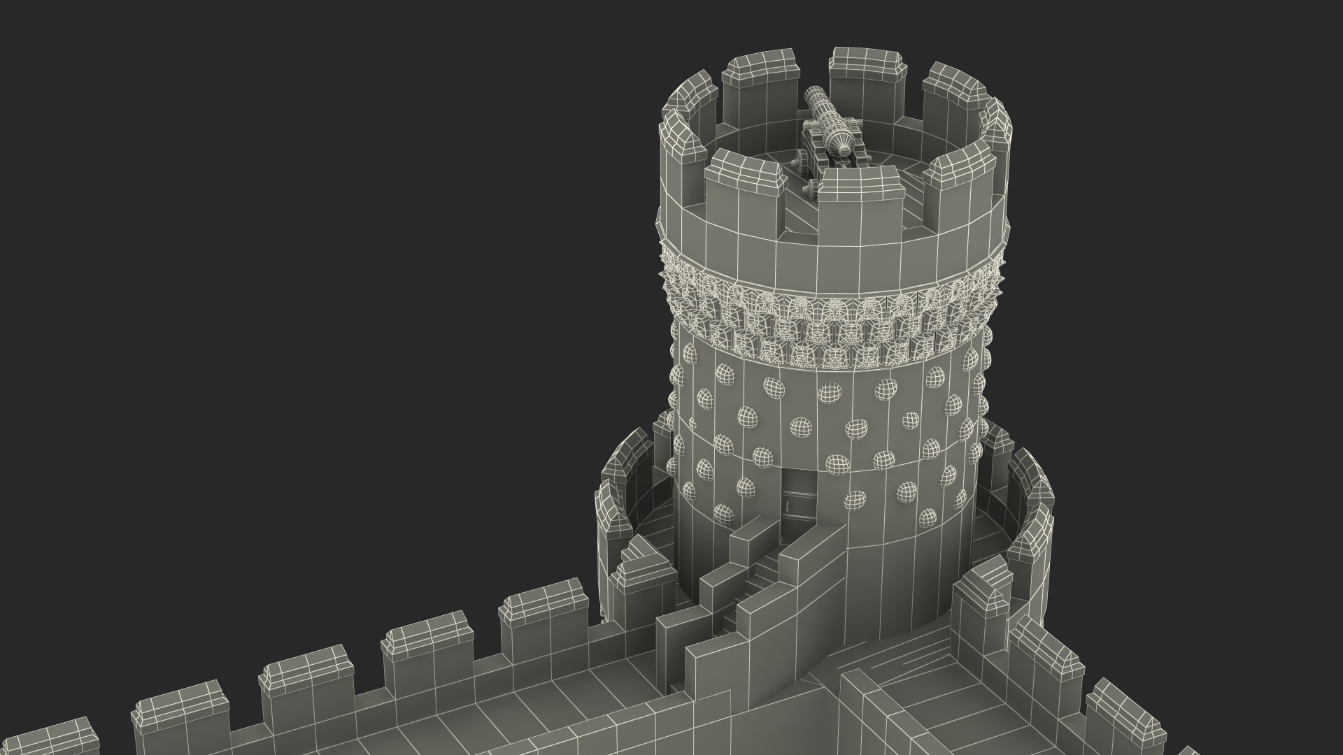 3D Castle Corner Wall model