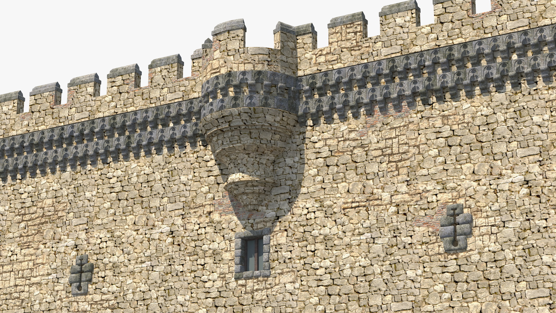 3D Castle Corner Wall model