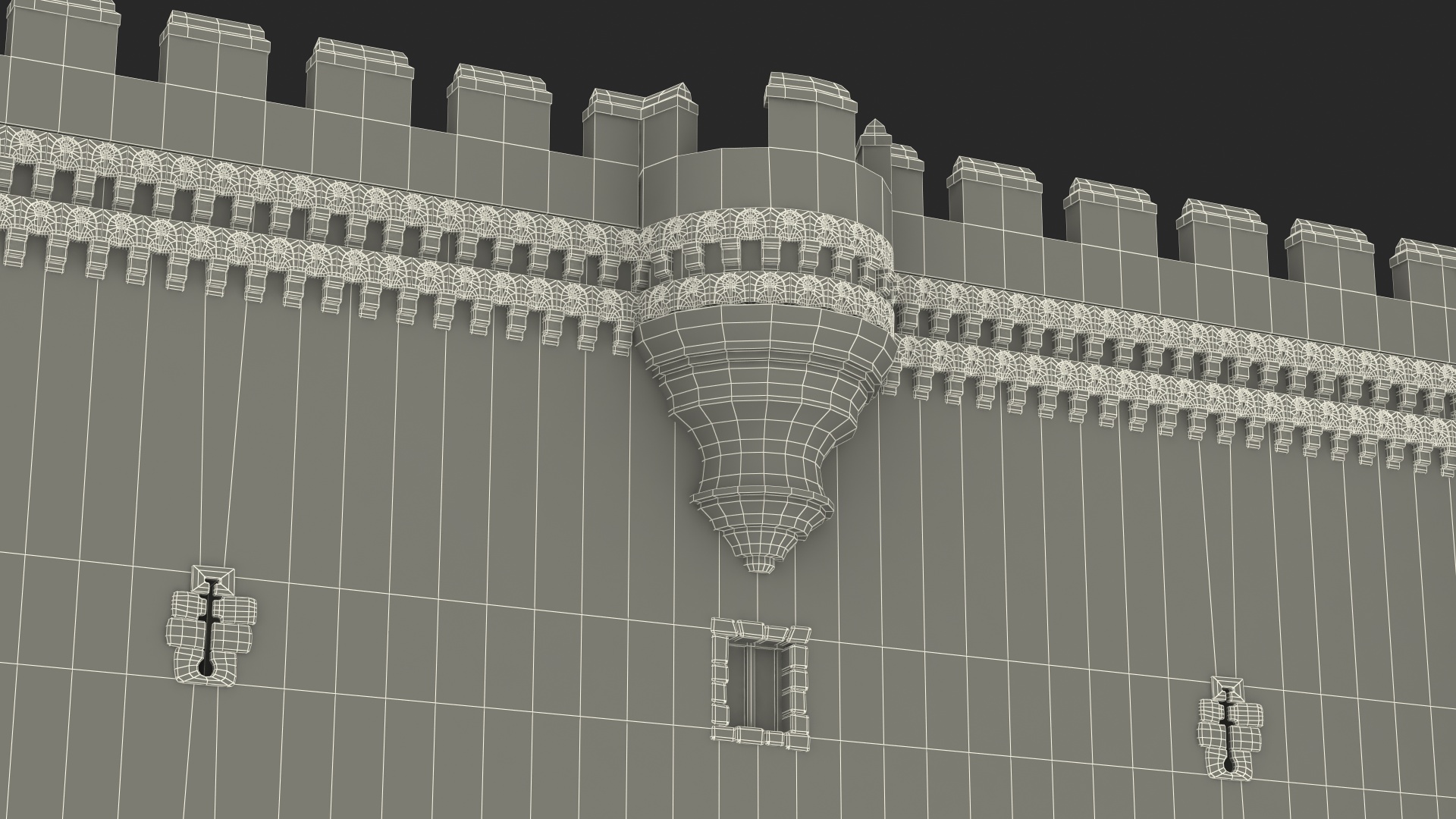 3D Castle Corner Wall model