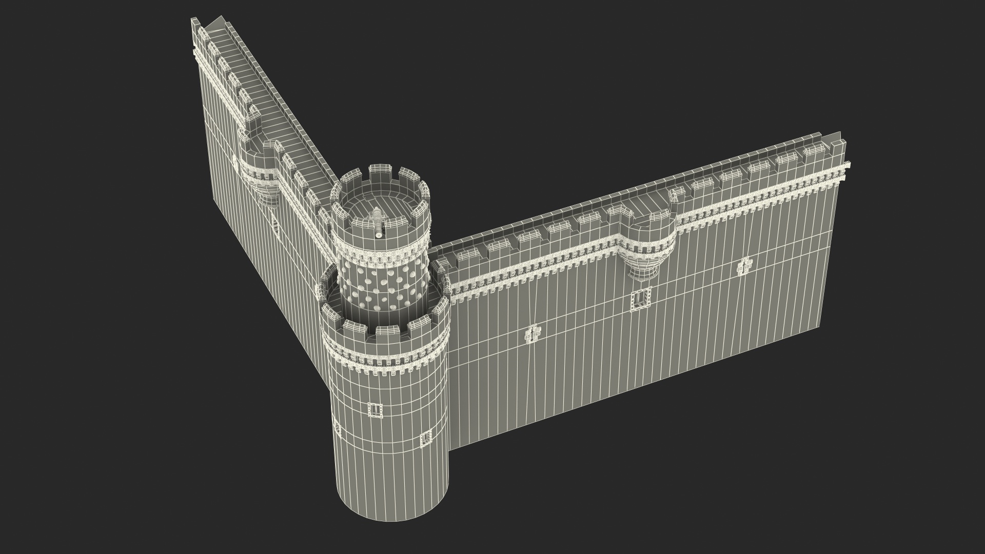 3D Castle Corner Wall model