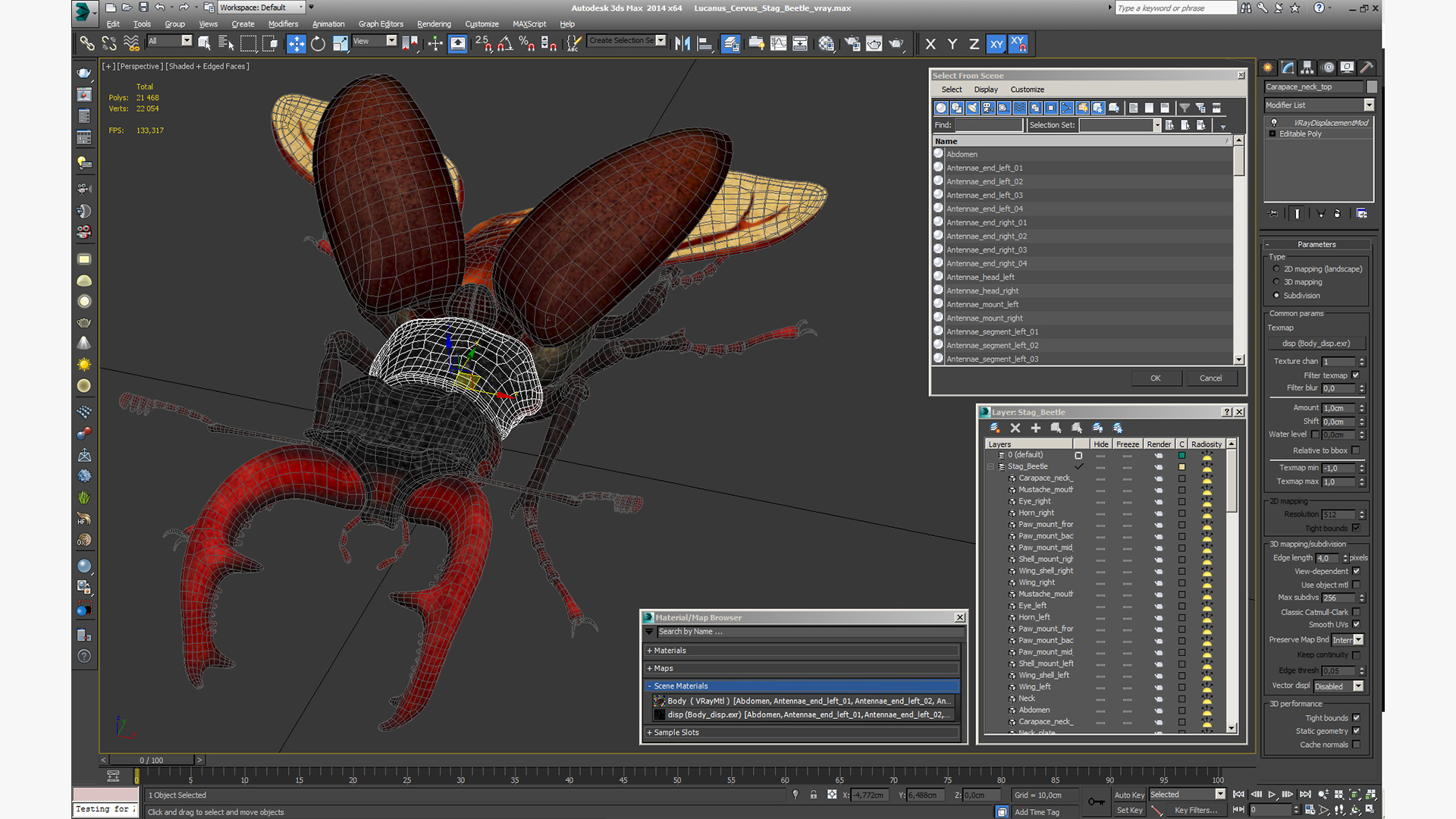 3D Lucanus Cervus Stag Beetle